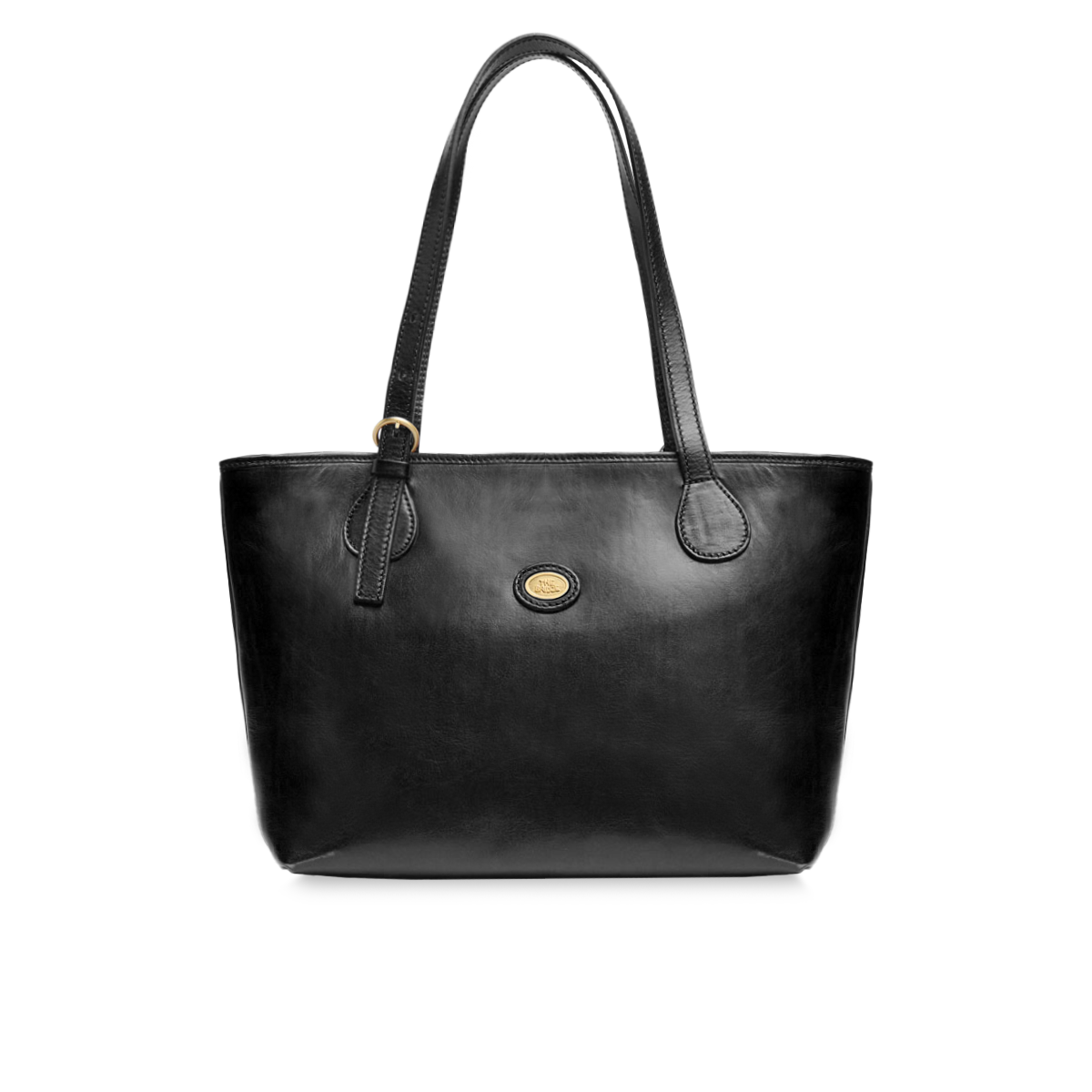 the-bridge-borsa-shopper-donna-in-pelle-bovina-con-zip-nero-oro image 1