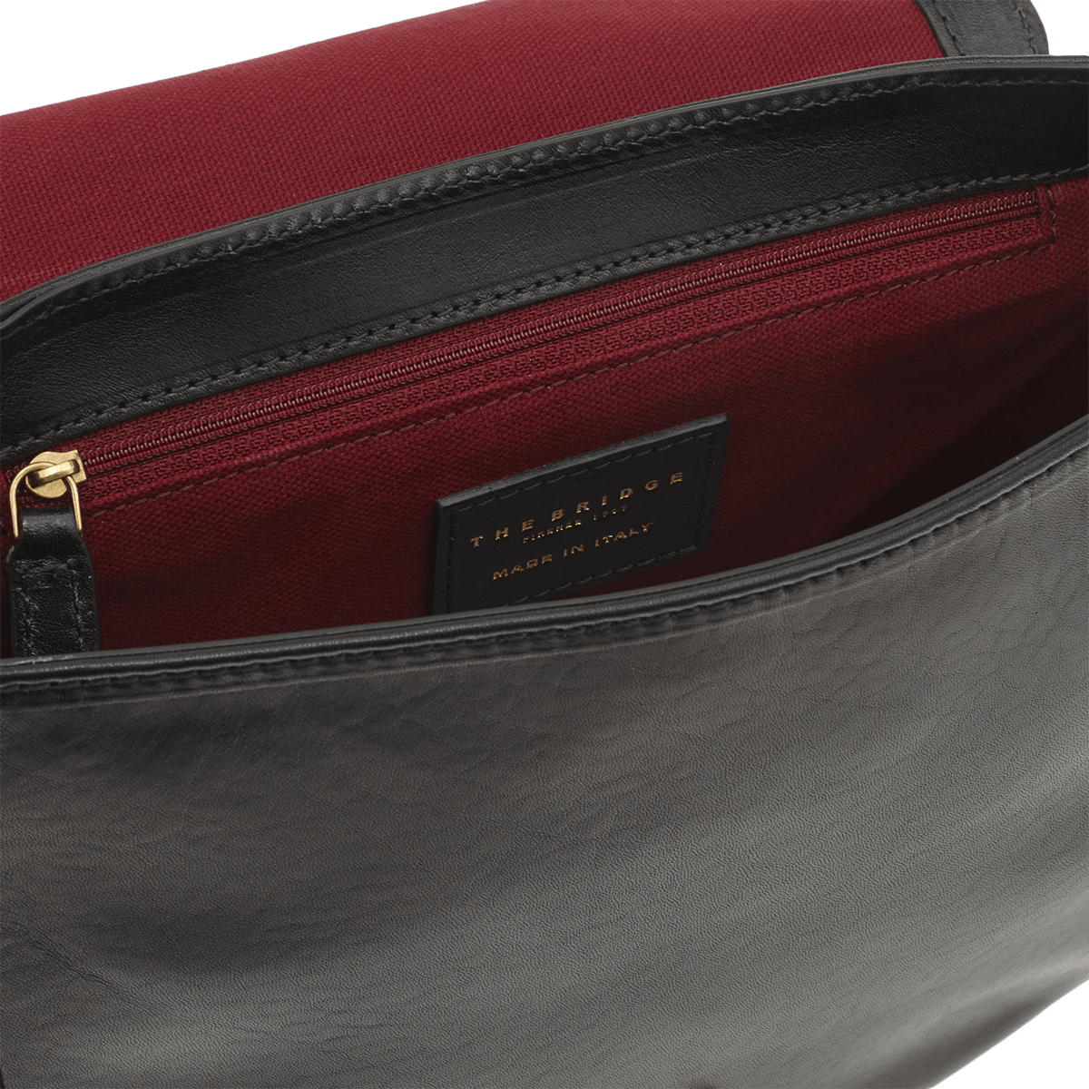 the-bridge-borsa-tracolla-pelle-con-manico-removibile-nero-oro image 2