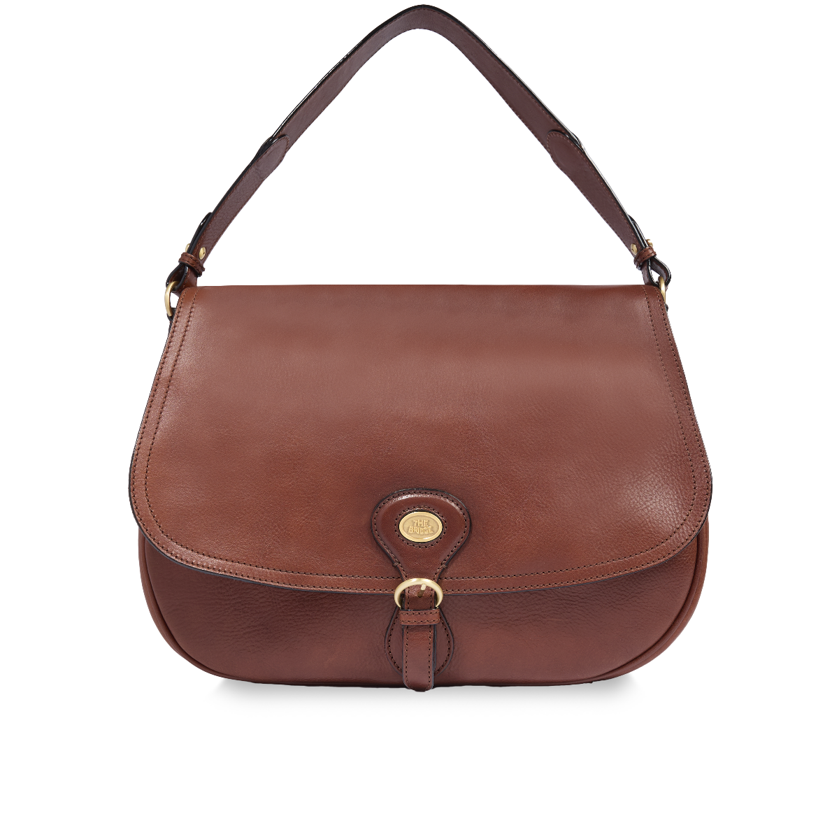 the-bridge-isadora-borsa-a-spalla-in-pelle-grande-con-patta-frontale-marrone-oro image 1