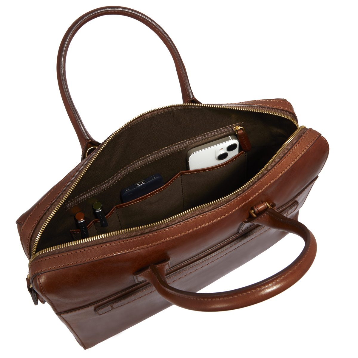 the-bridge-double-function-borsa-in-pelle-porta-pc-da-donna-marrone-oro image 5