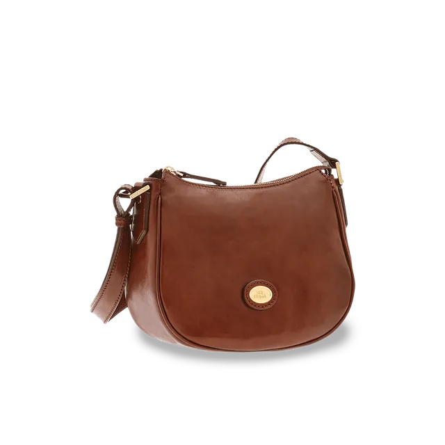 the-bridge-borsa-tracolla-donna-in-pelle-con-zip-marrone-oro image 1