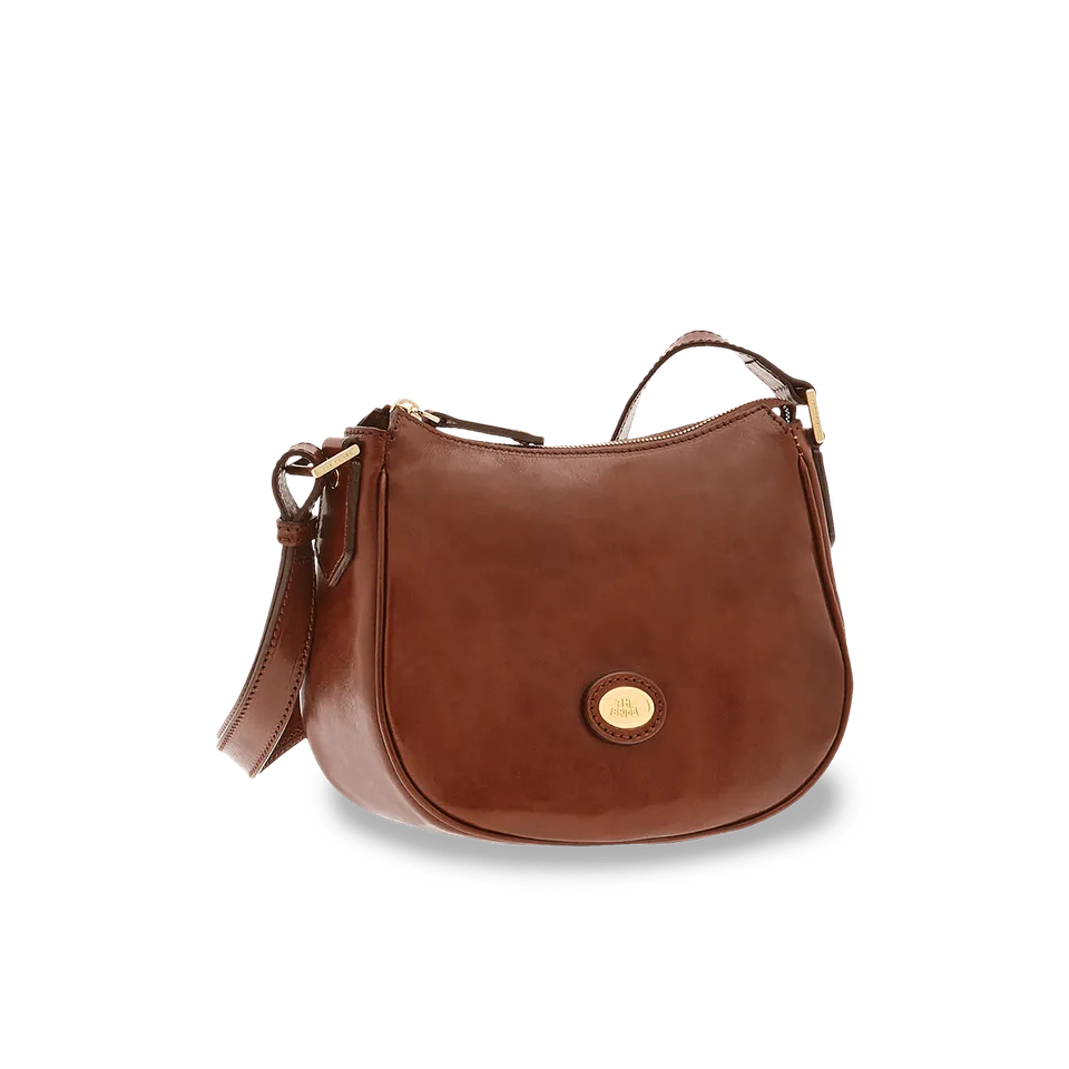 the-bridge-borsa-tracolla-donna-in-pelle-con-zip-marrone-oro image 1