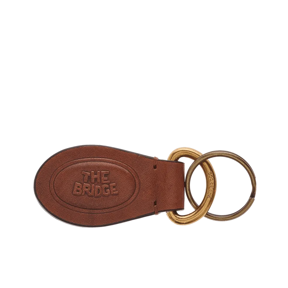 the-bridge-portachiavi-uomo-in-pelle-marrone-oro-con-anello image 1