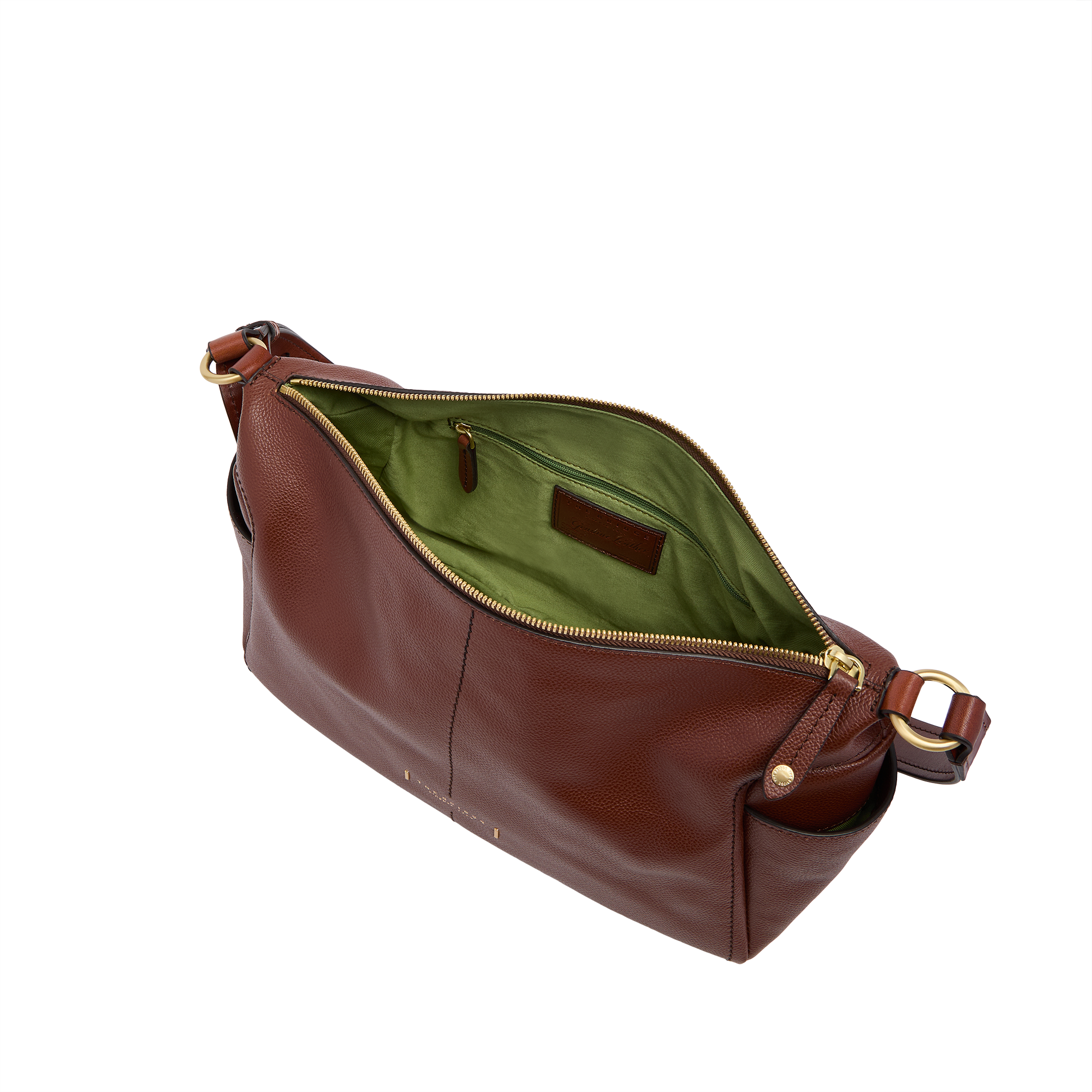 the-bridge-letizia-ss26-borsa-tracolla-in-pelle-con-tasche-laterali-marrone-oro image 4