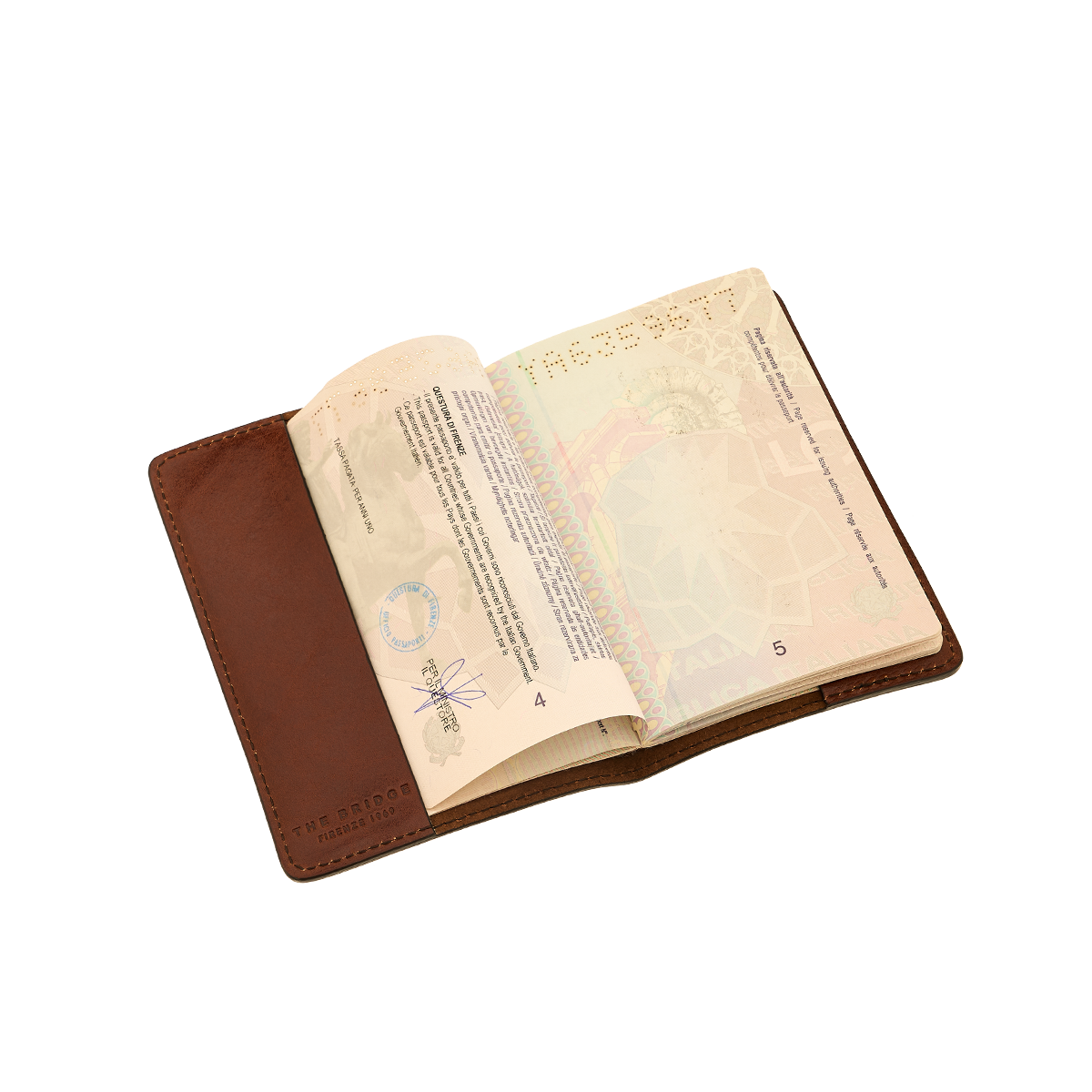 the-bridge-life-style-fw25-26-porta-passaporto-in-pelle-marrone-oro image 4