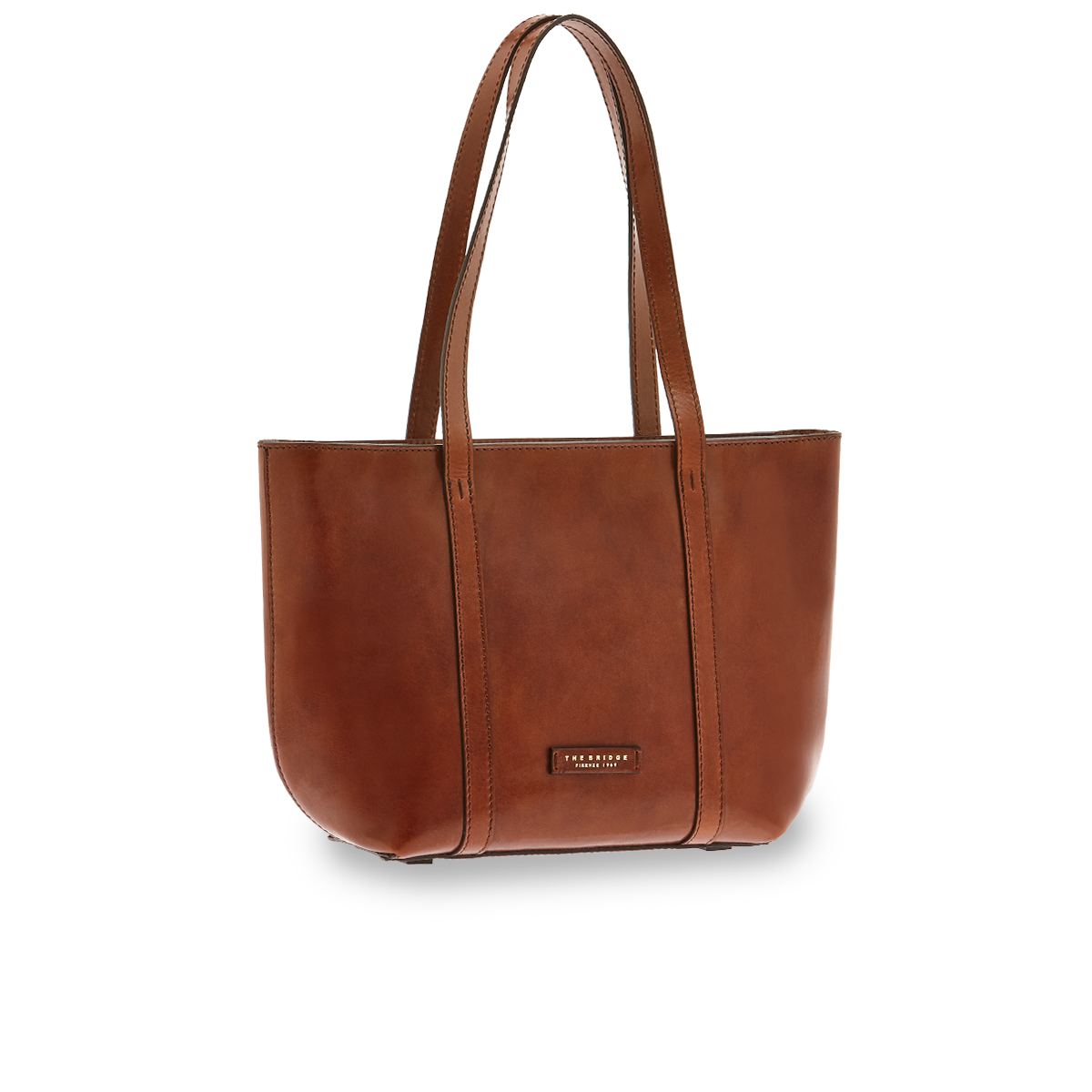 the-bridge-shopper-donna-in-pelle-marrone-oro-con-zip image 1