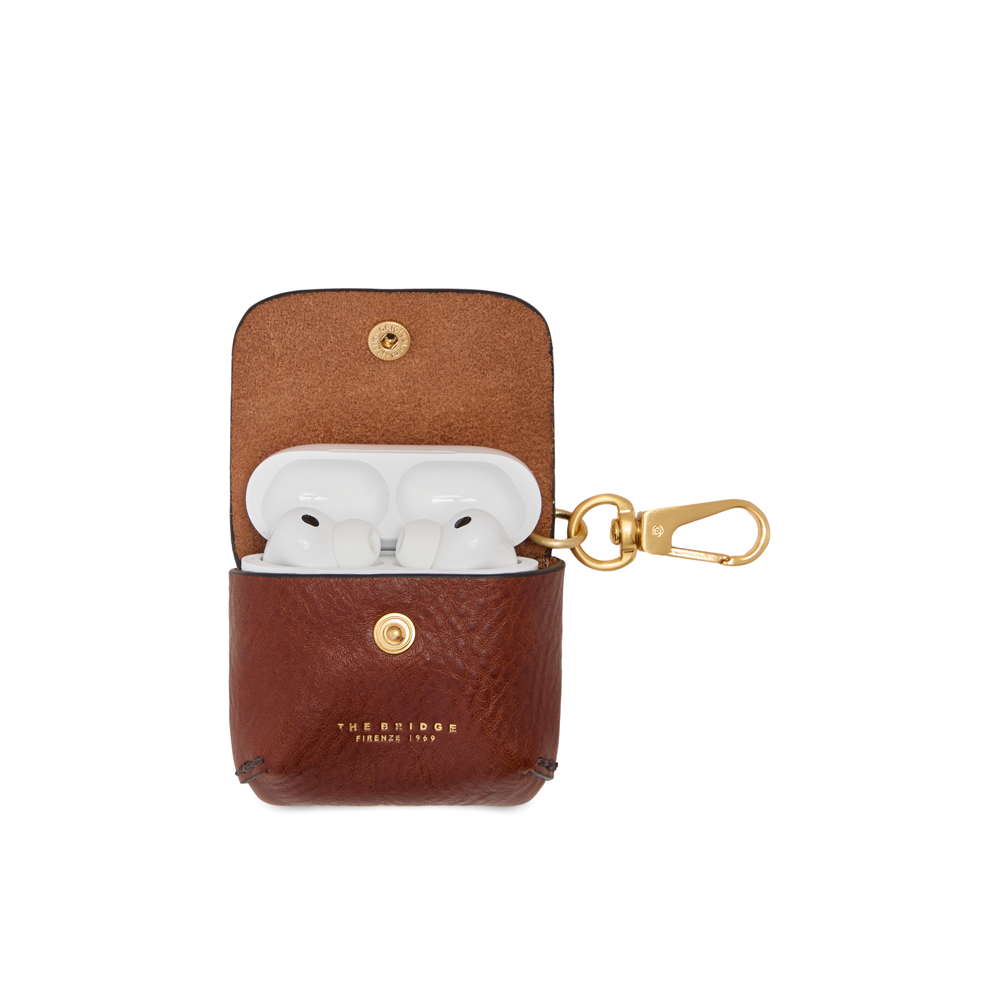 the-bridge-special-custodia-airpods-in-pelle-marrone-oro-unisex image 2