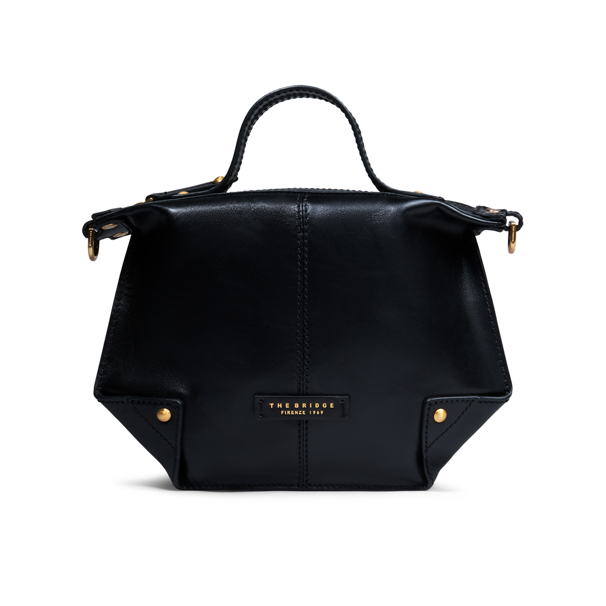 the-bridge-borsa-tracolla-pelle-nera-oro-taglia-s-con-zip image 1