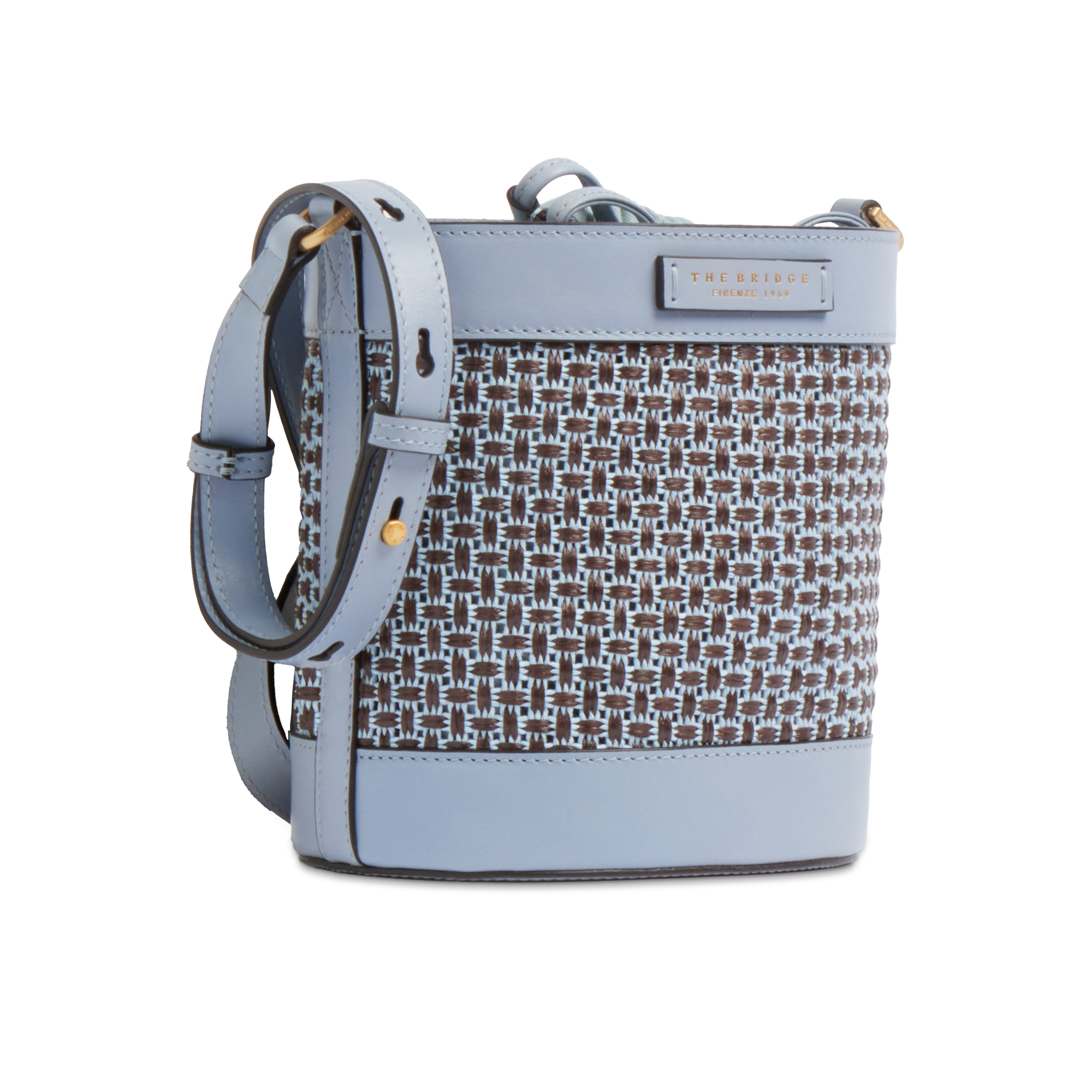the-bridge-luna-borsa-secchiello-in-rafia-e-cotone-con-pelle-acqua-oro image 2