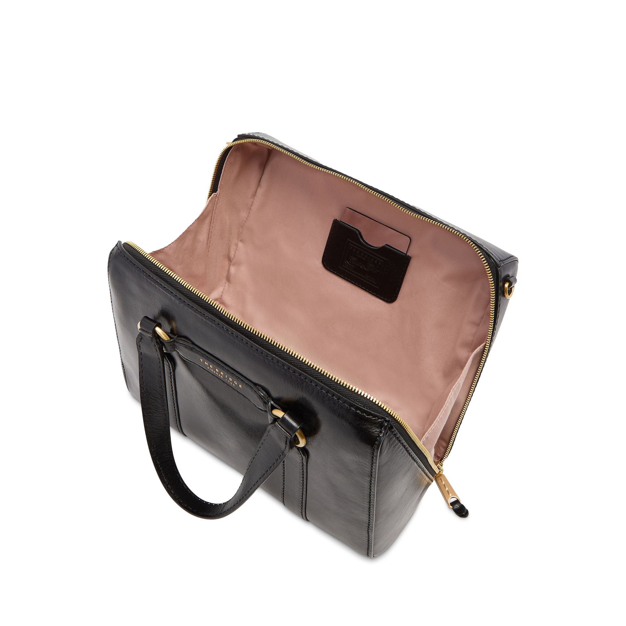 the-bridge-laura-borsa-grande-a-mano-in-pelle-con-tracolla-nero-oro image 4