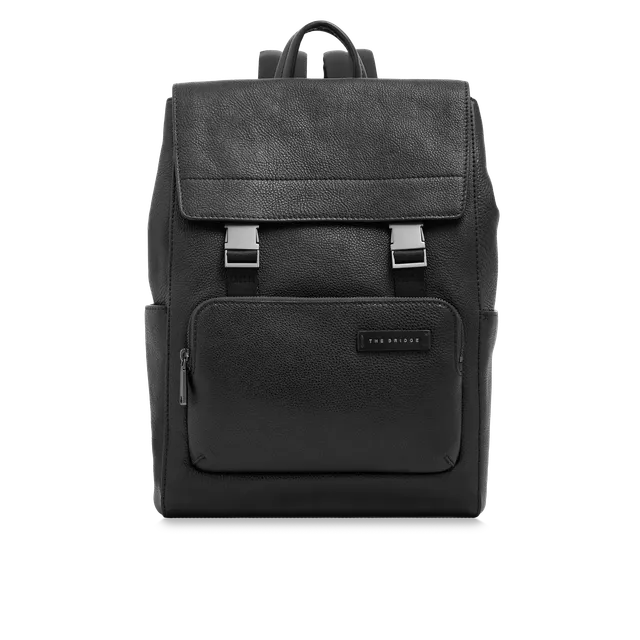 the-bridge-ludovico-ss26-zaino-in-pelle-uomo-con-patta-frontale-nero-rutenio image 1