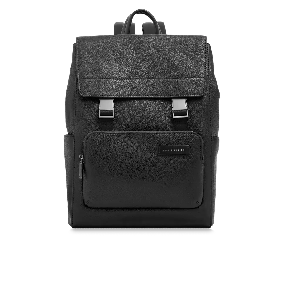 the-bridge-ludovico-ss26-zaino-in-pelle-uomo-con-patta-frontale-nero-rutenio image 1