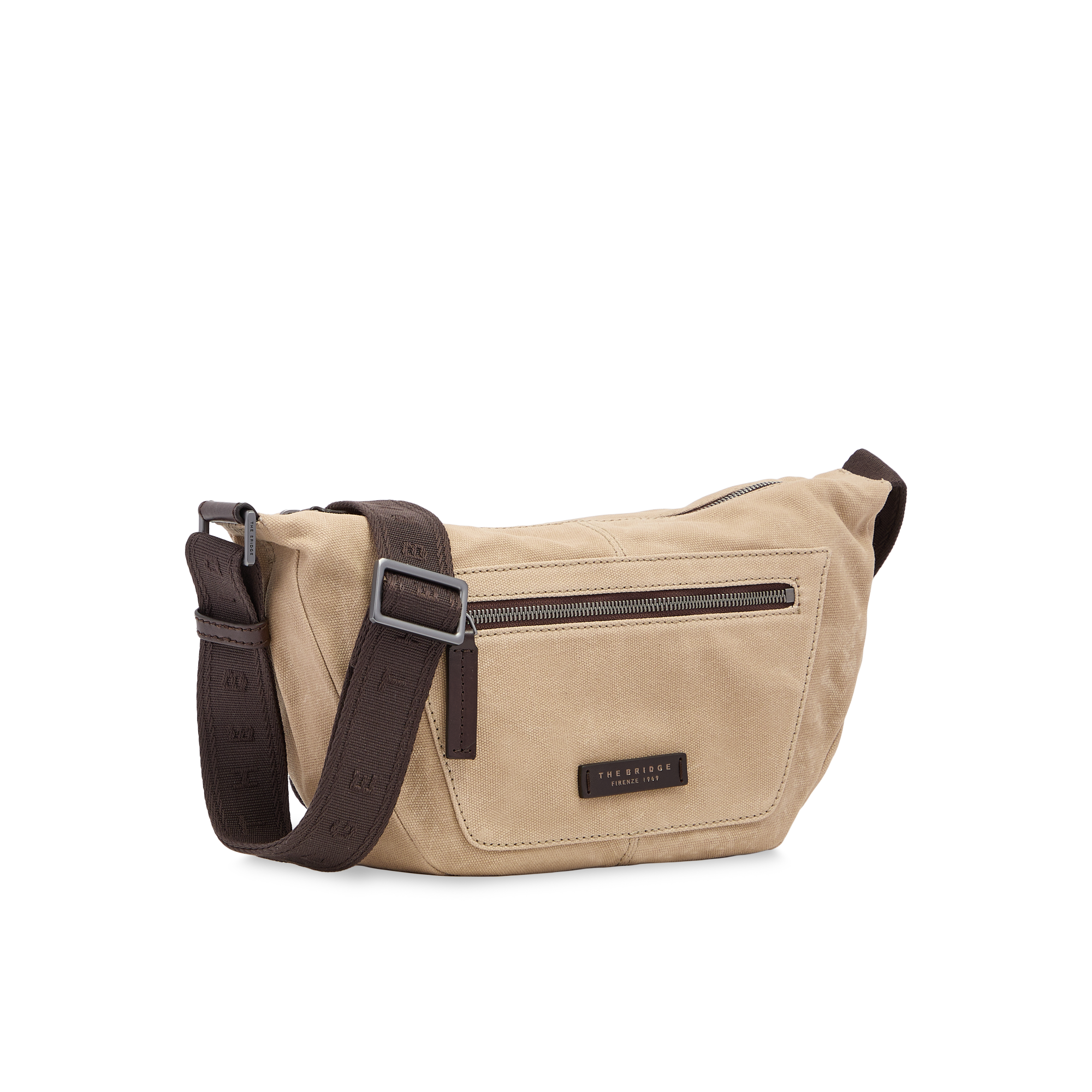 the-bridge-igor-marsupio-uomo-in-tessuto-e-pelle-naturale-con-zip-frontale image 2
