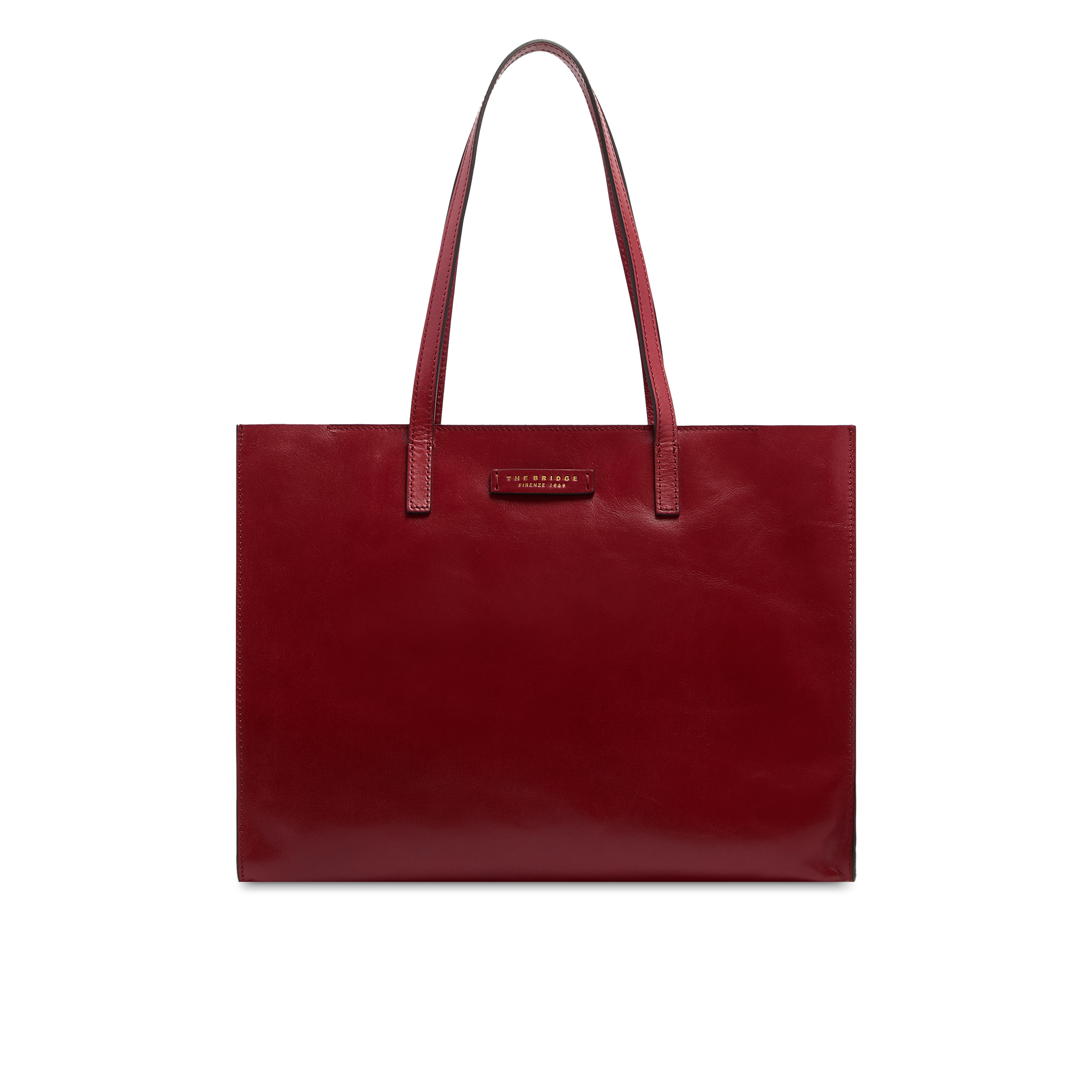 the-bridge-mirra-borsa-shopper-in-pelle-mattone-con-oro image 1