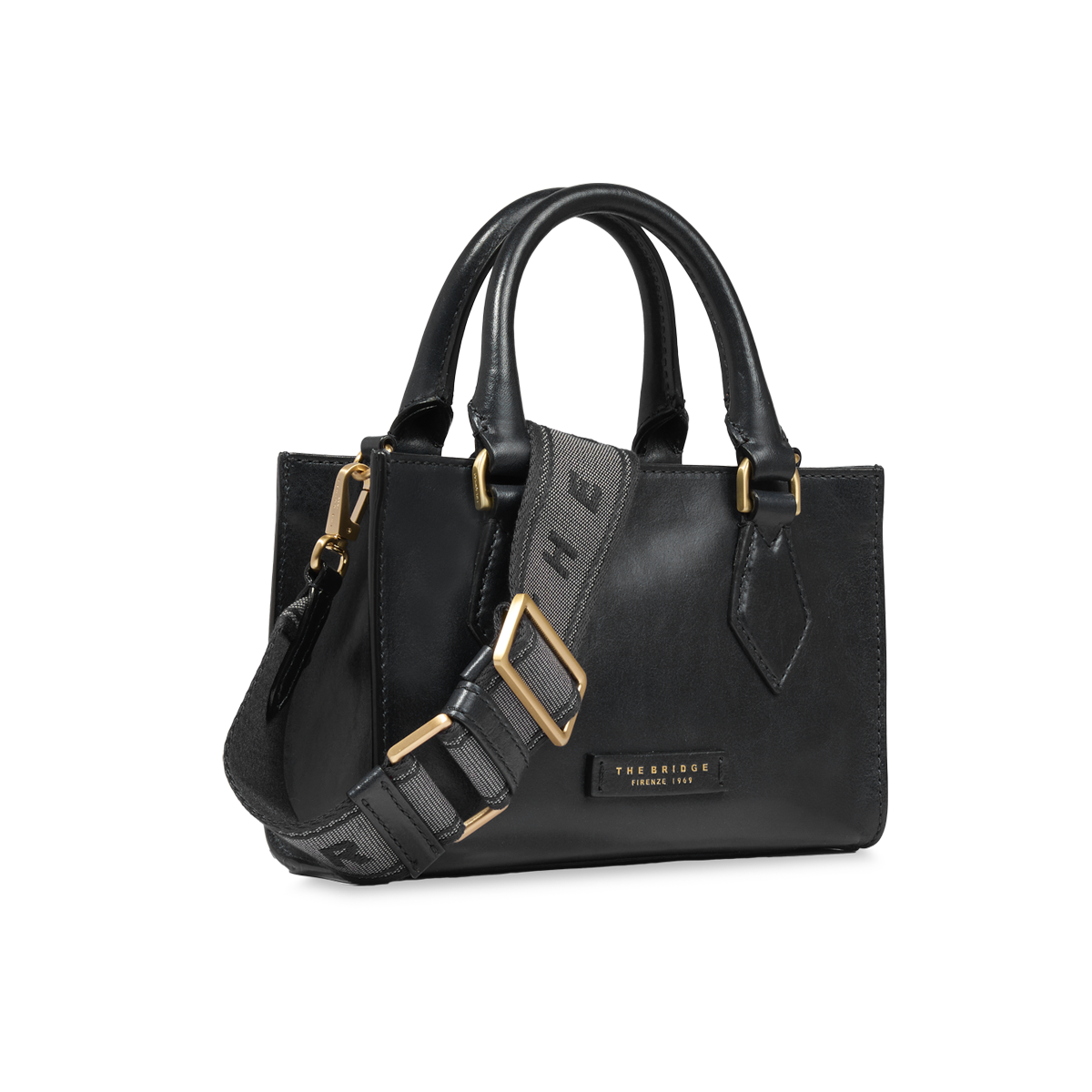 the-bridge-ida-borsa-a-mano-donna-in-pelle-nera-con-tracolla-removibile image 2