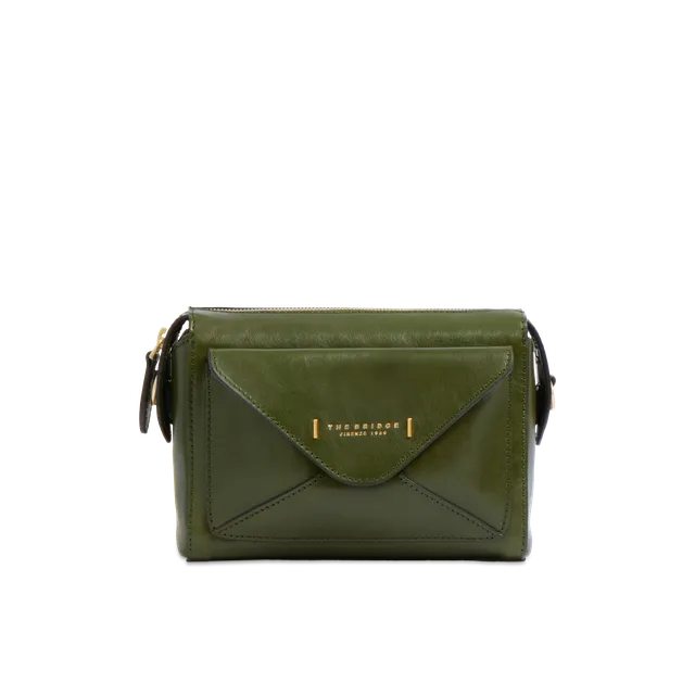 the-bridge-frida-borsa-tracolla-camera-case-in-pelle-verde-maggiorana-oro image 1