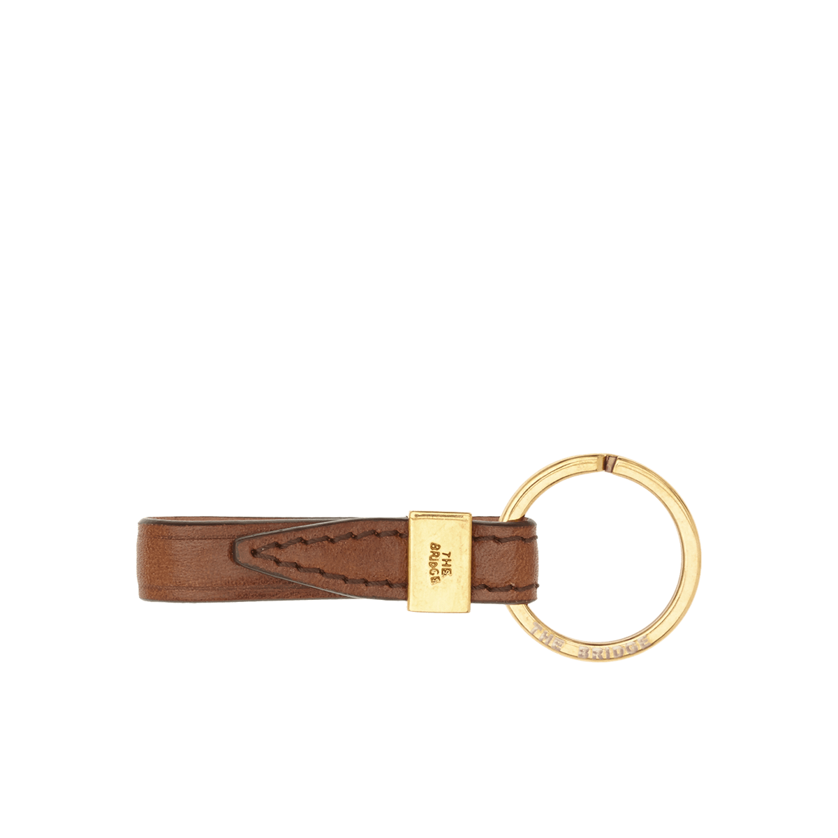 the-bridge-portachiavi-uomo-in-pelle-marrone-oro-con-anello-2 image 1