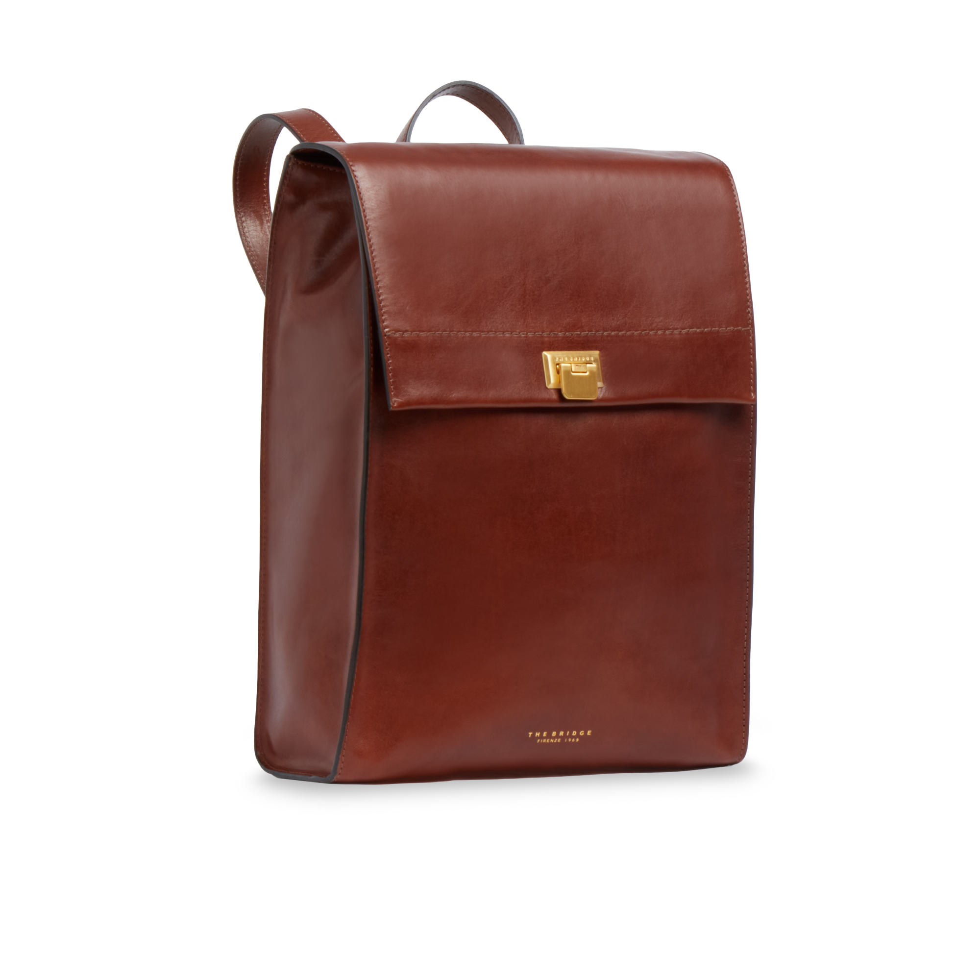 the-bridge-leila-ss26-zaino-donna-in-pelle-marrone-oro image 2