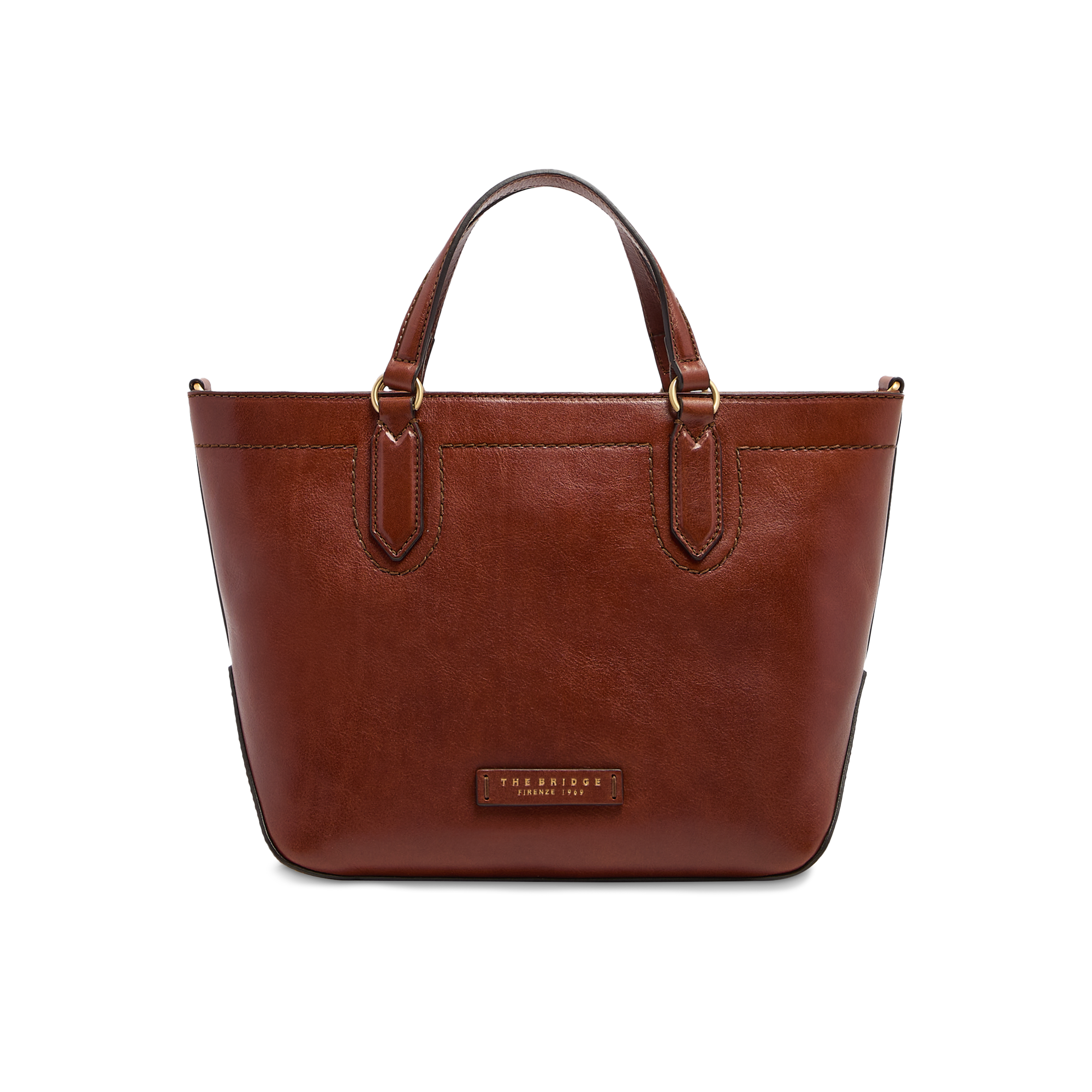 the-bridge-larissa-borsa-a-mano-in-pelle-con-tracolla-removibile-marrone-oro image 1