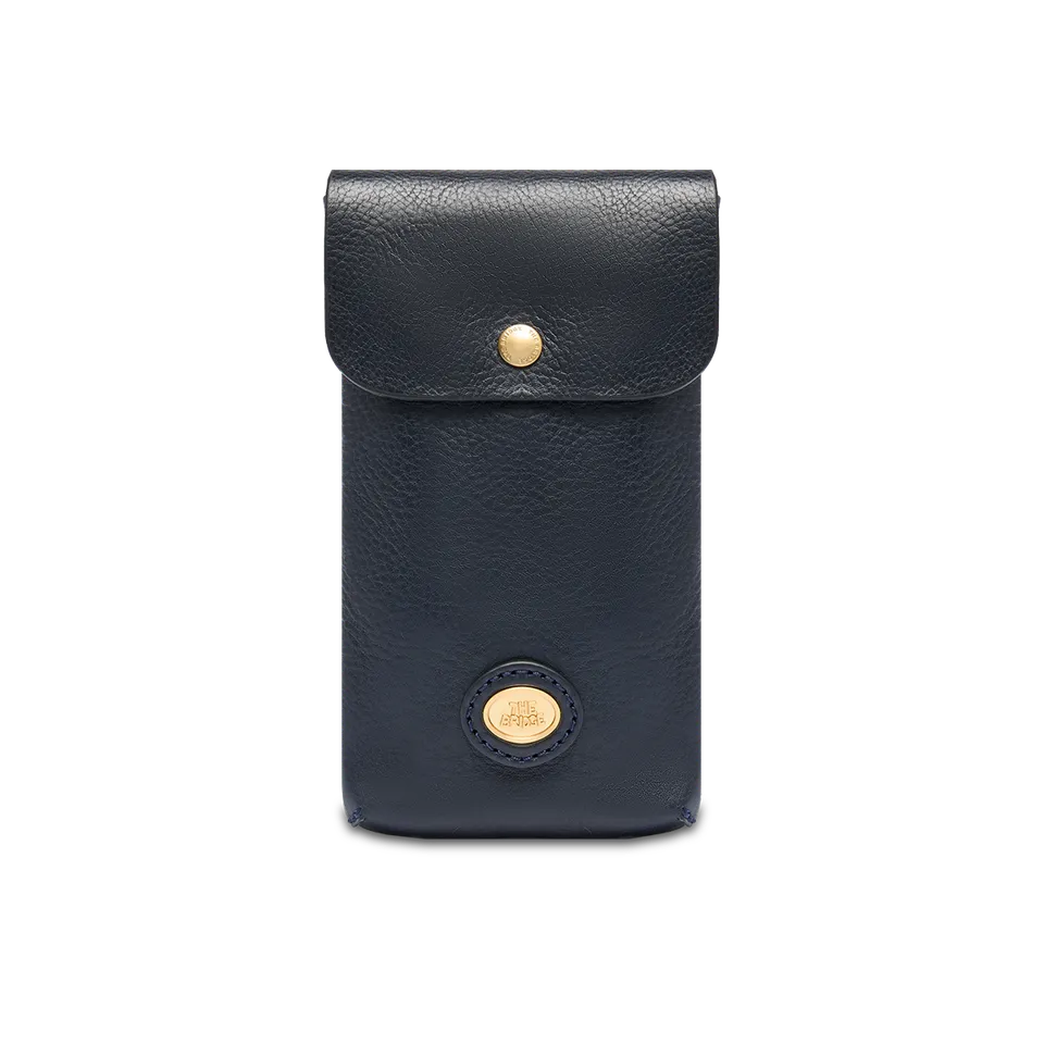 the-bridge-custodia-telefono-in-pelle-blu-navy-oro image 1