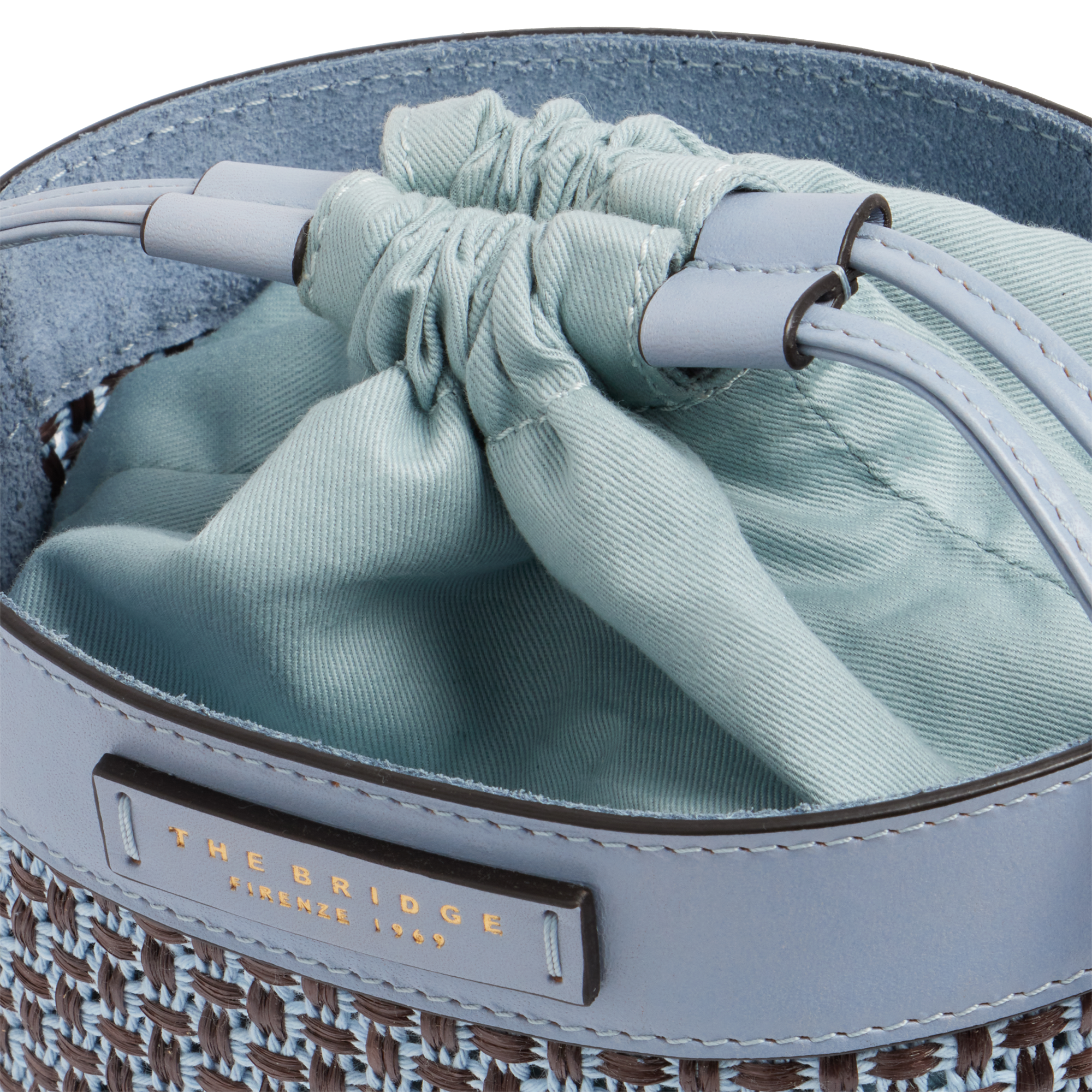 the-bridge-luna-borsa-secchiello-in-rafia-e-cotone-con-pelle-acqua-oro image 5