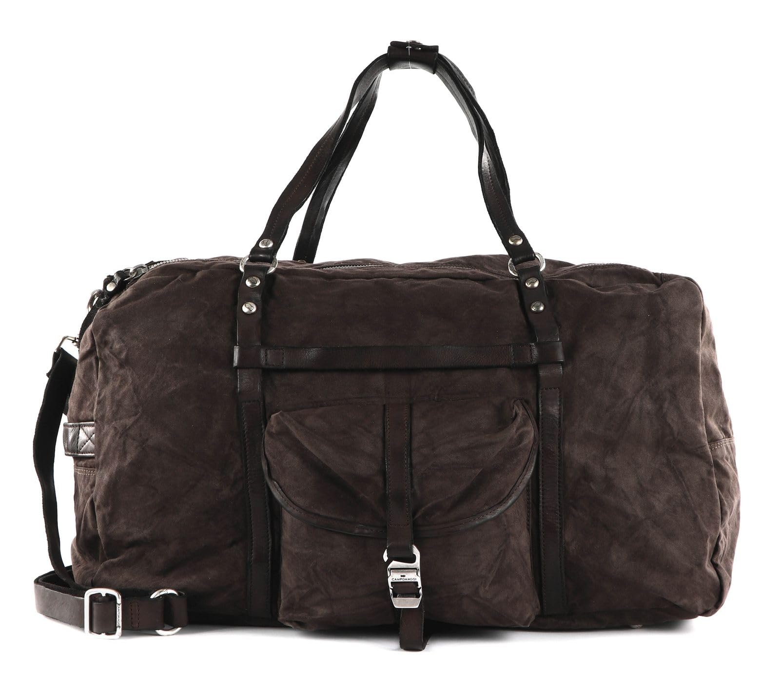campomaggi-saturno-weekend-bag-canvas-e-pelle-militare-moro-siena image 1