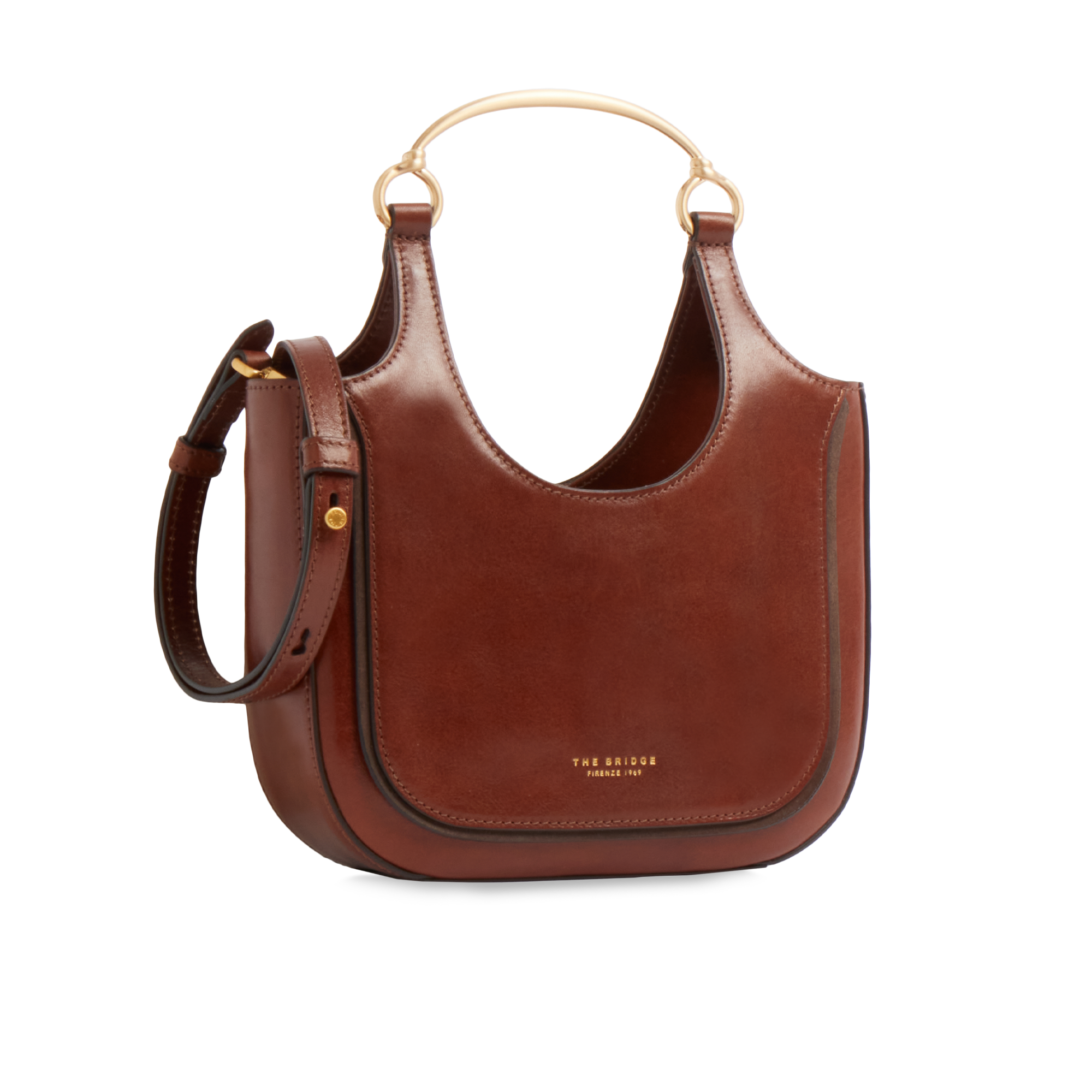 the-bridge-luce-borsa-hobo-mini-in-pelle-bovina-marrone-oro-con-manico-gioiello image 2