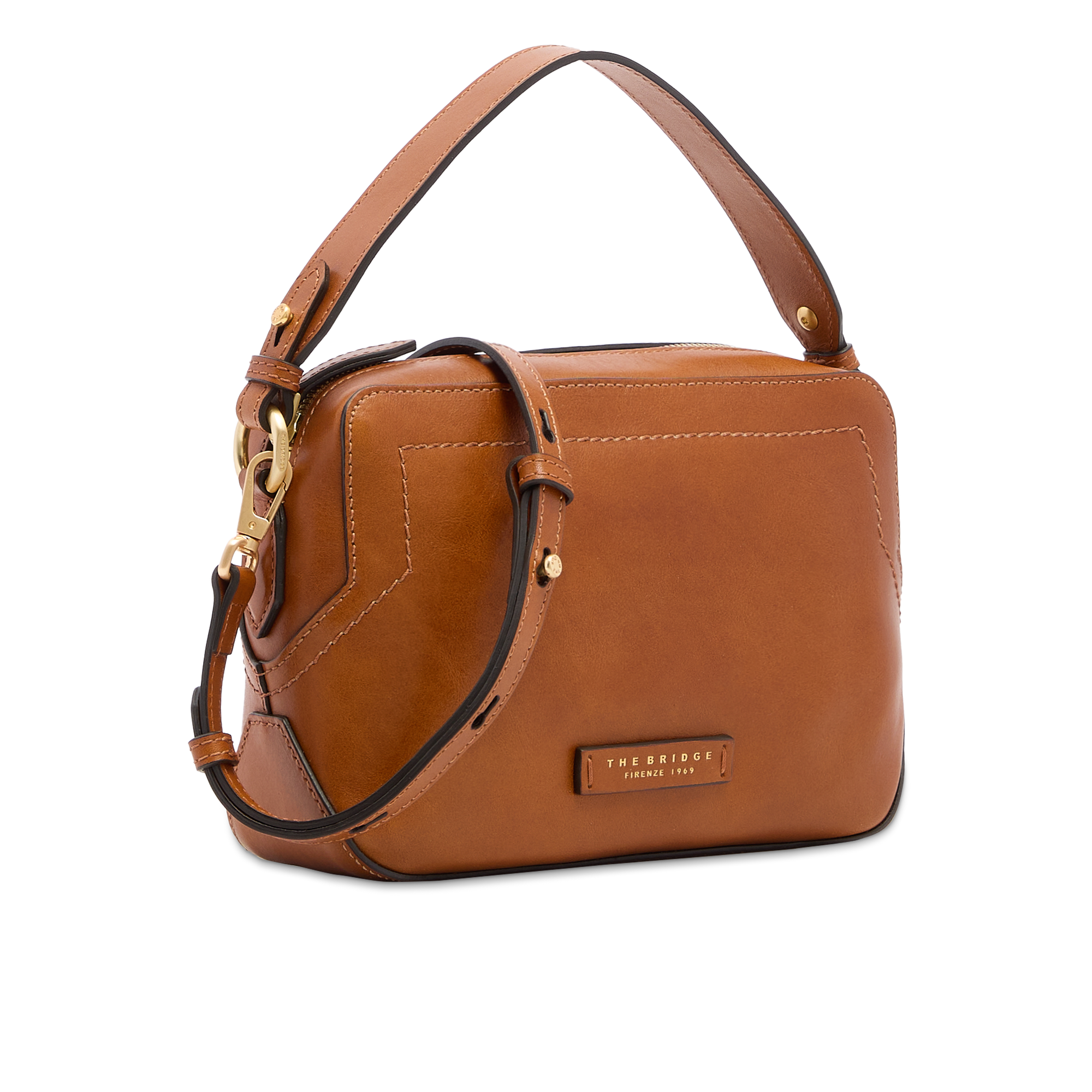 the-bridge-larissa-ss26-borsa-tracolla-camera-case-pelle-cognac-oro image 2