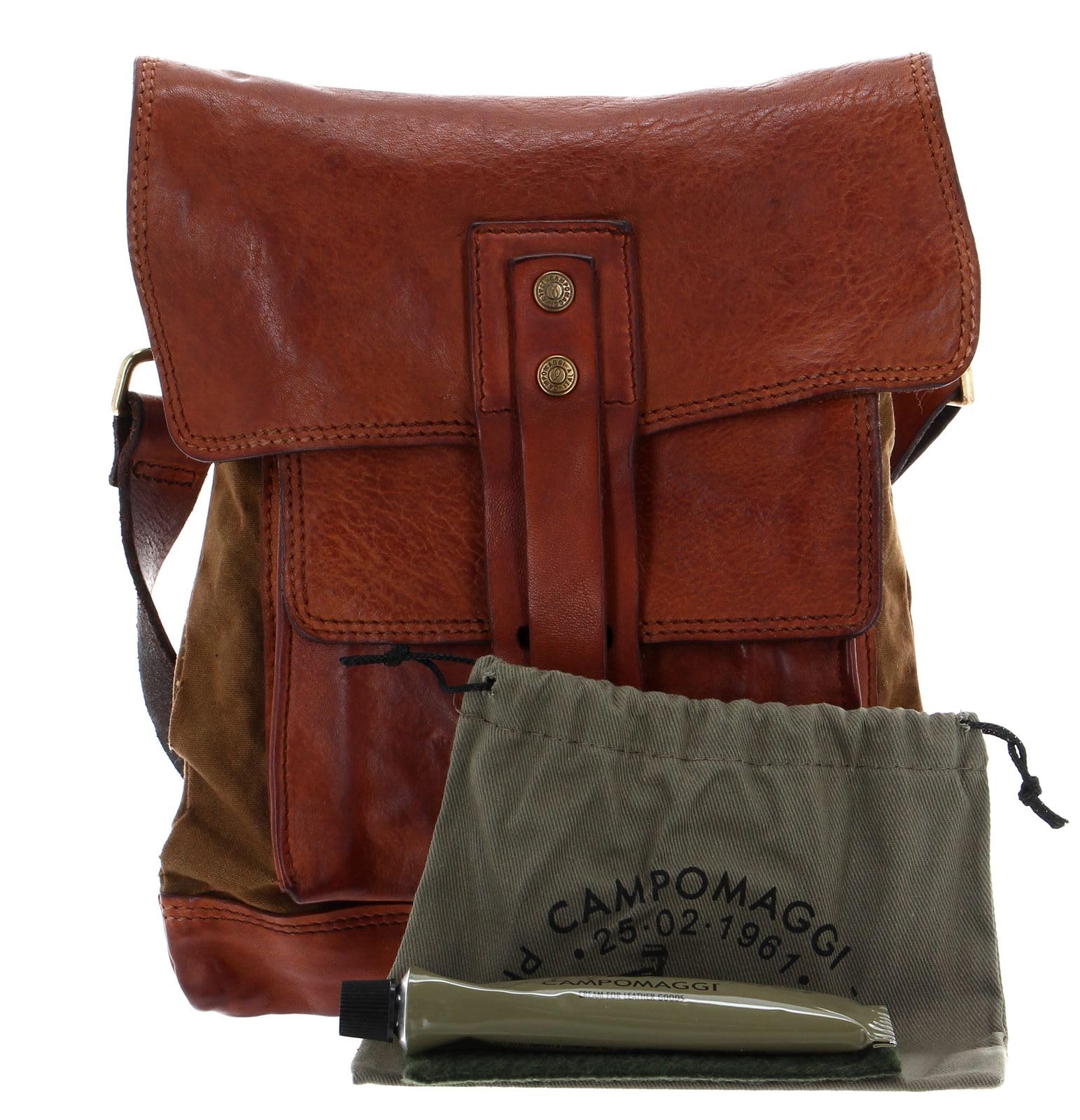 campomaggi-agnese-borsa-a-tracolla-crossbody-verde-militare-testa-di-moro-cognac image 2