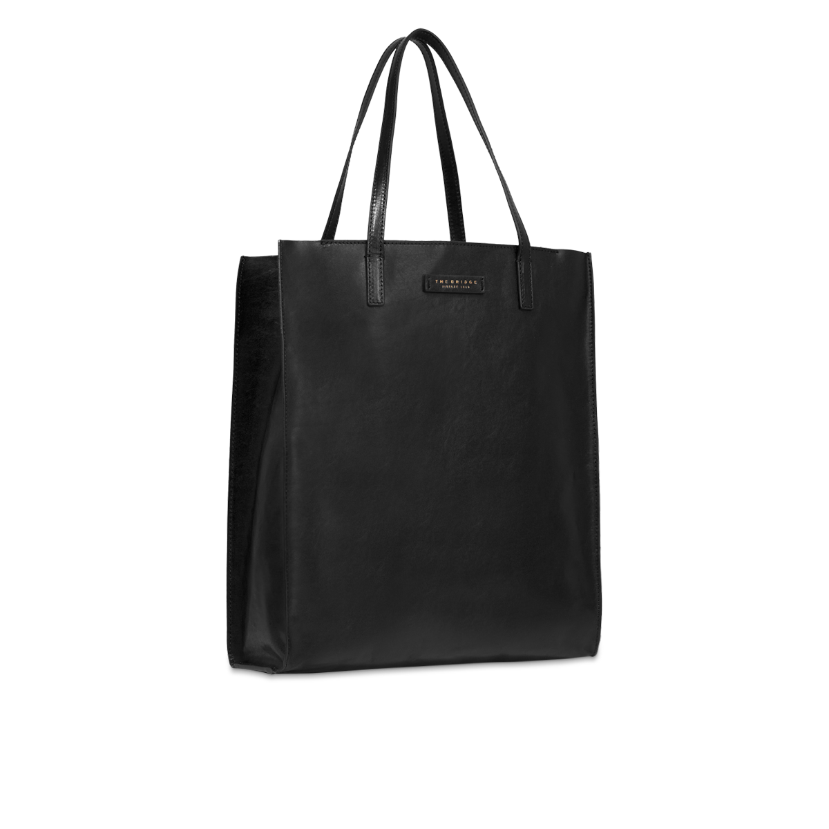 the-bridge-borsa-shopper-donna-in-pelle-mirra-nero-oro image 2