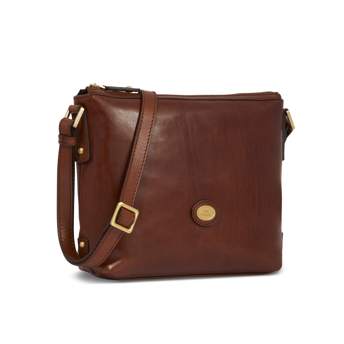 the-bridge-story-borsa-tracolla-donna-in-pelle-marrone-oro-con-zip image 2