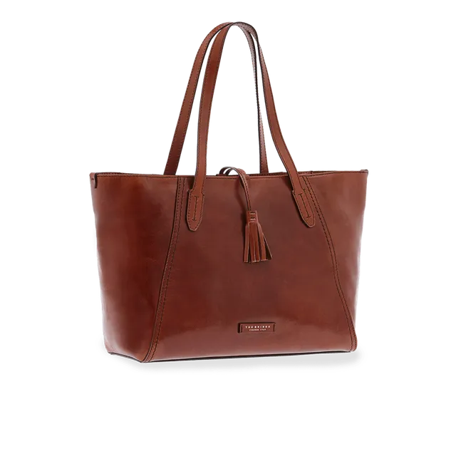 the-bridge-borsa-shopper-in-pelle-con-nappine-marrone-oro image 1