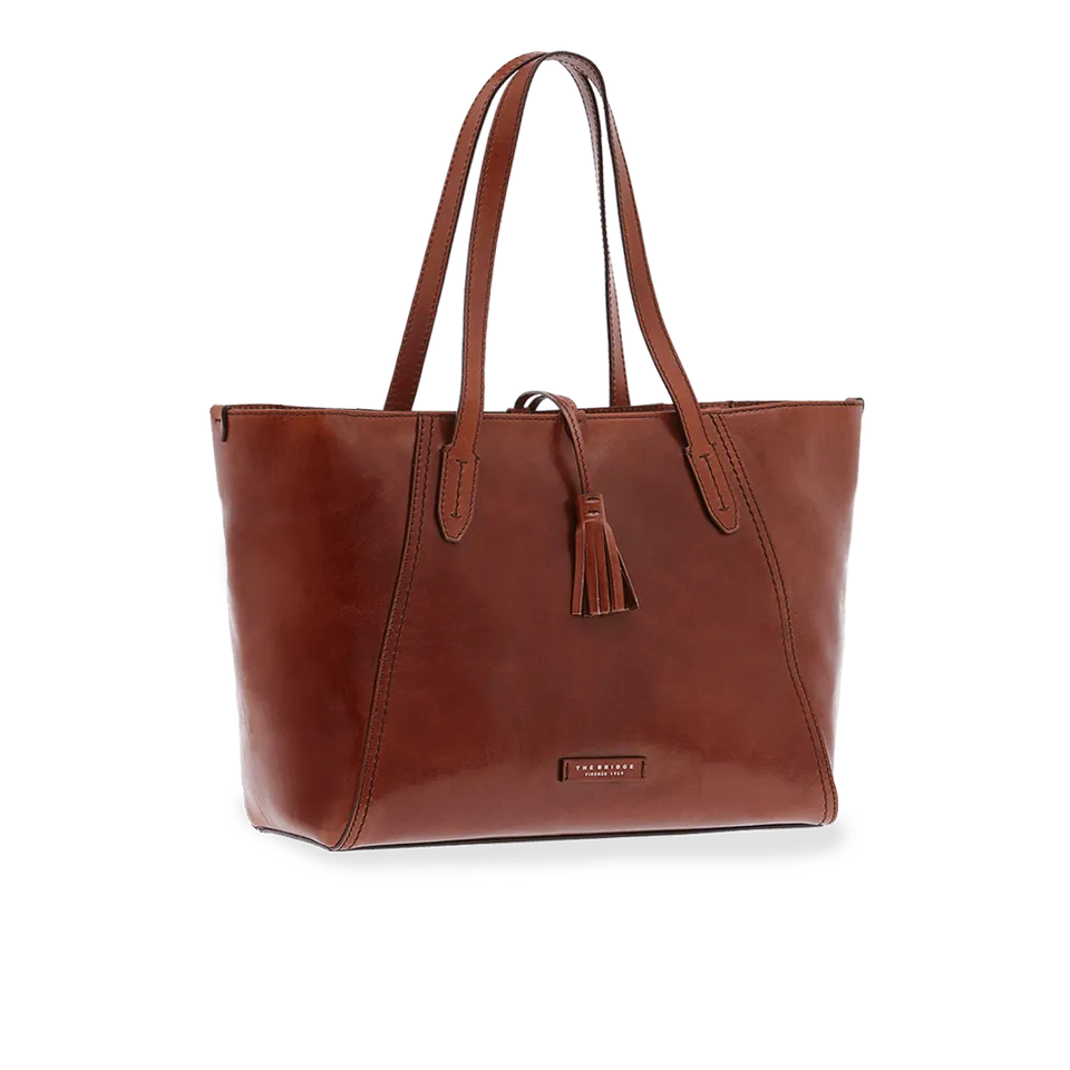 the-bridge-borsa-shopper-in-pelle-con-nappine-marrone-oro image 1