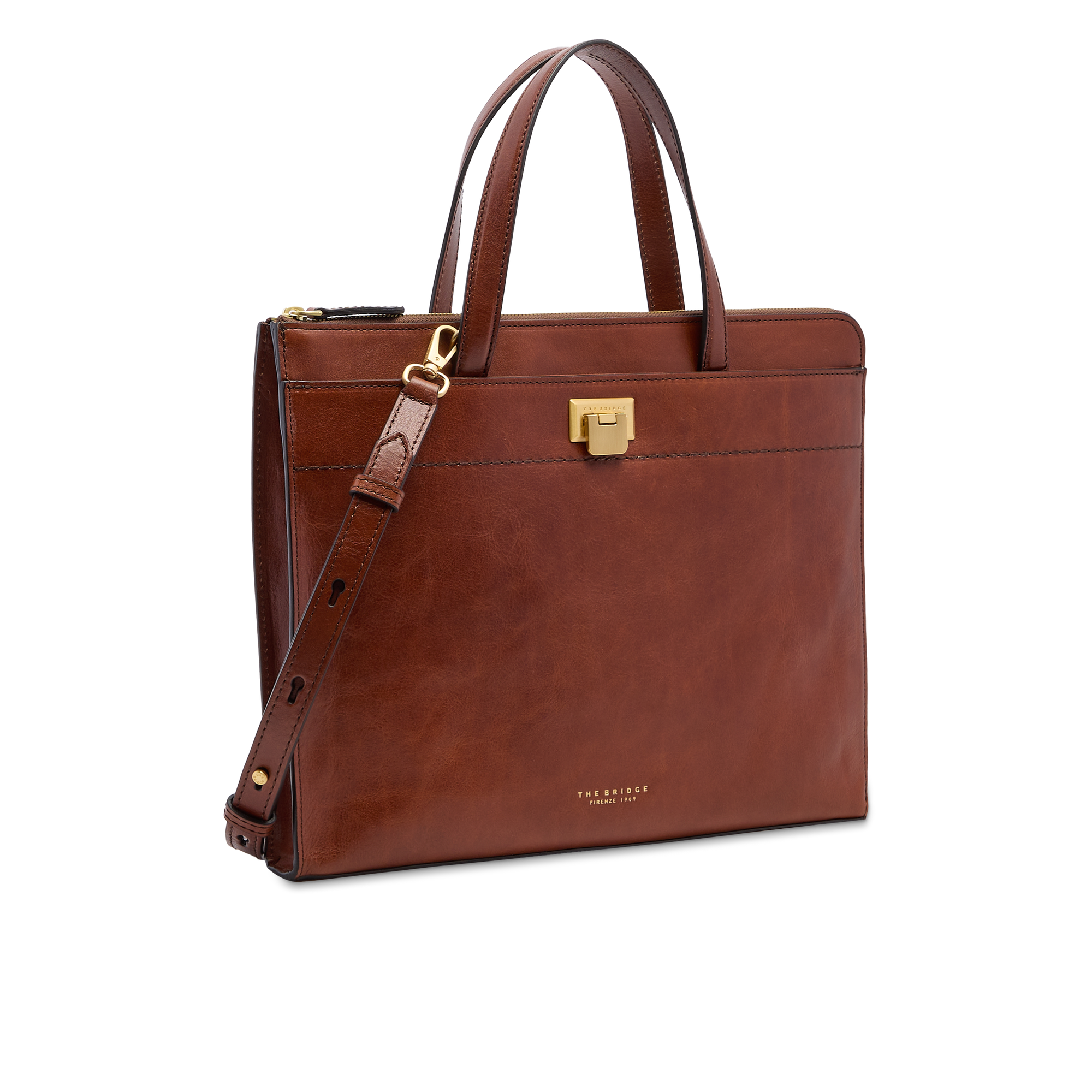 the-bridge-leila-cartella-in-pelle-donna-porta-pc-marrone-oro image 2