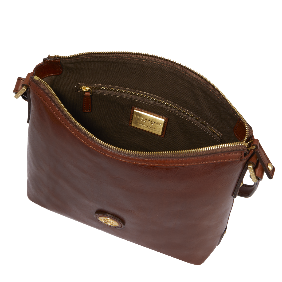 the-bridge-story-borsa-tracolla-donna-in-pelle-marrone-oro-con-zip image 4