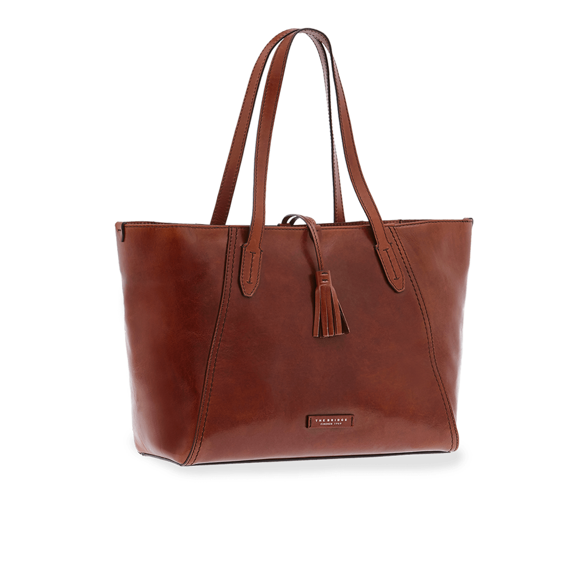 the-bridge-borsa-shopper-in-pelle-con-nappine-marrone-oro image 1