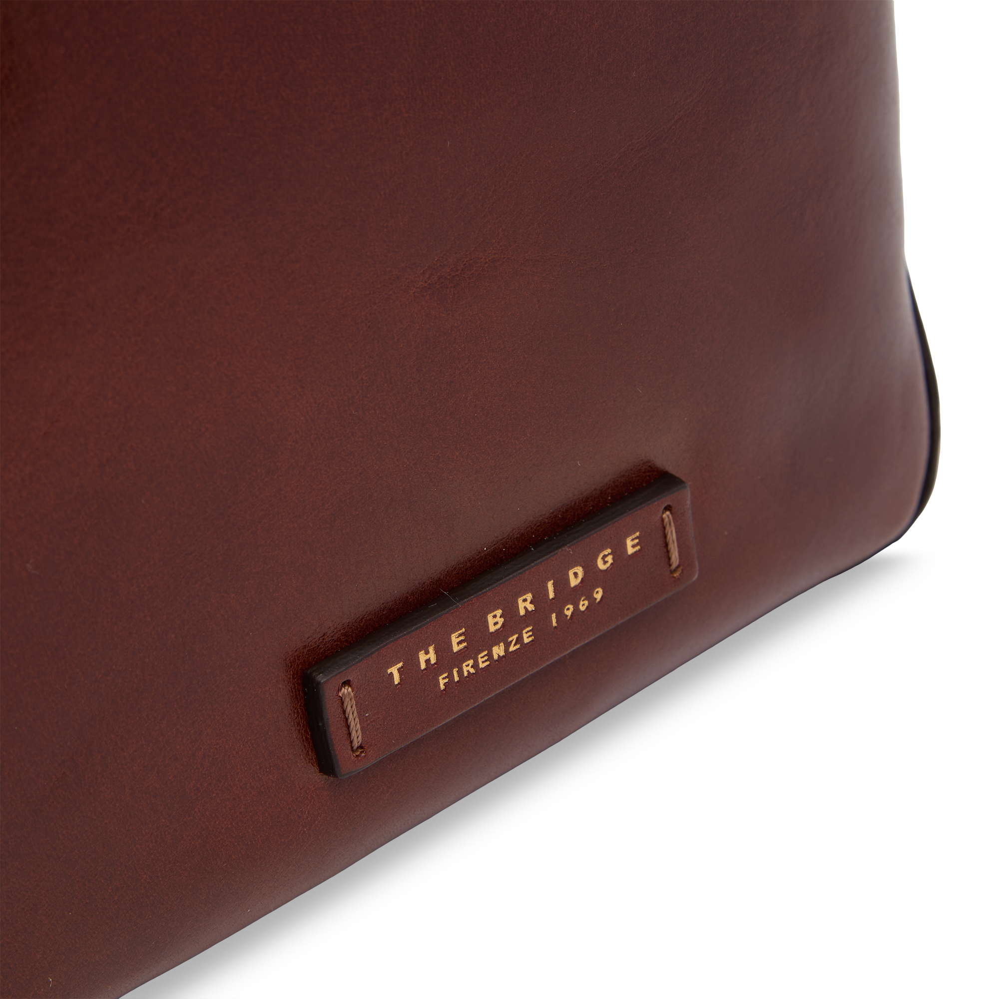 the-bridge-larissa-borsa-secchiello-in-pelle-marrone-oro-con-tracolla-e-manico image 5