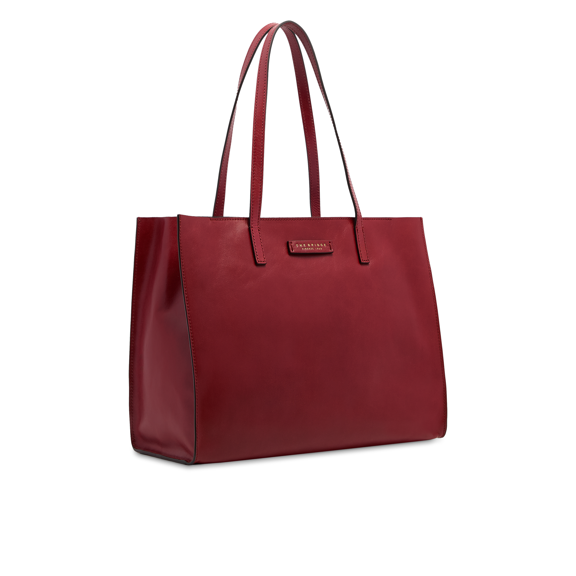 the-bridge-mirra-borsa-shopper-in-pelle-mattone-con-oro image 2