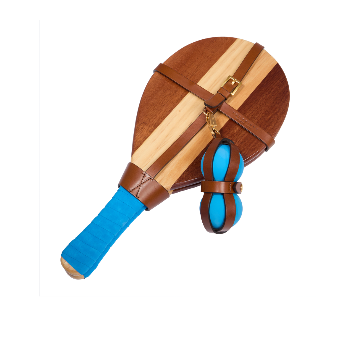 the-bridge-paddle-set-legno-pelle-bovina-marrone-oro-fw25-26 image 2