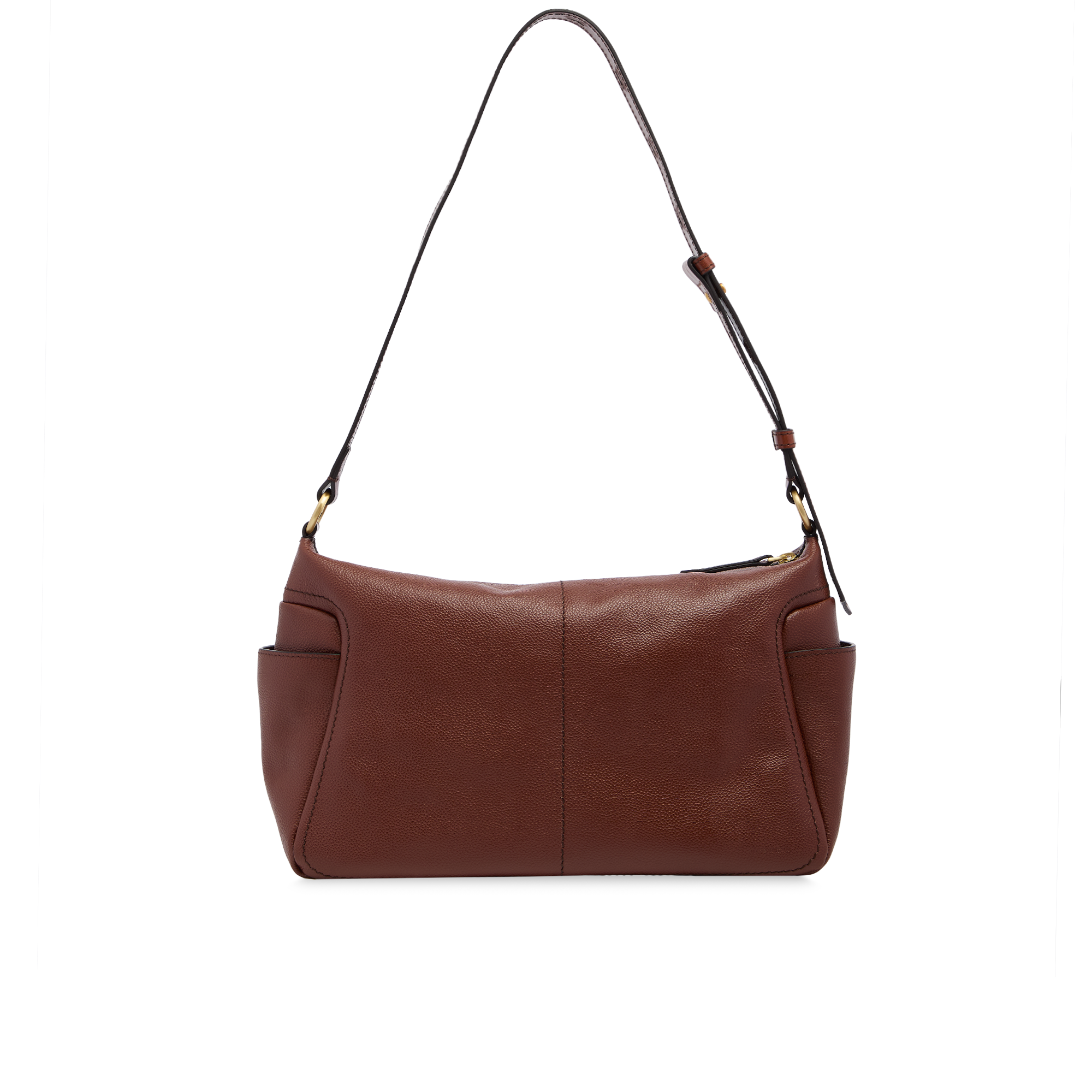the-bridge-letizia-ss26-borsa-tracolla-in-pelle-con-tasche-laterali-marrone-oro image 3