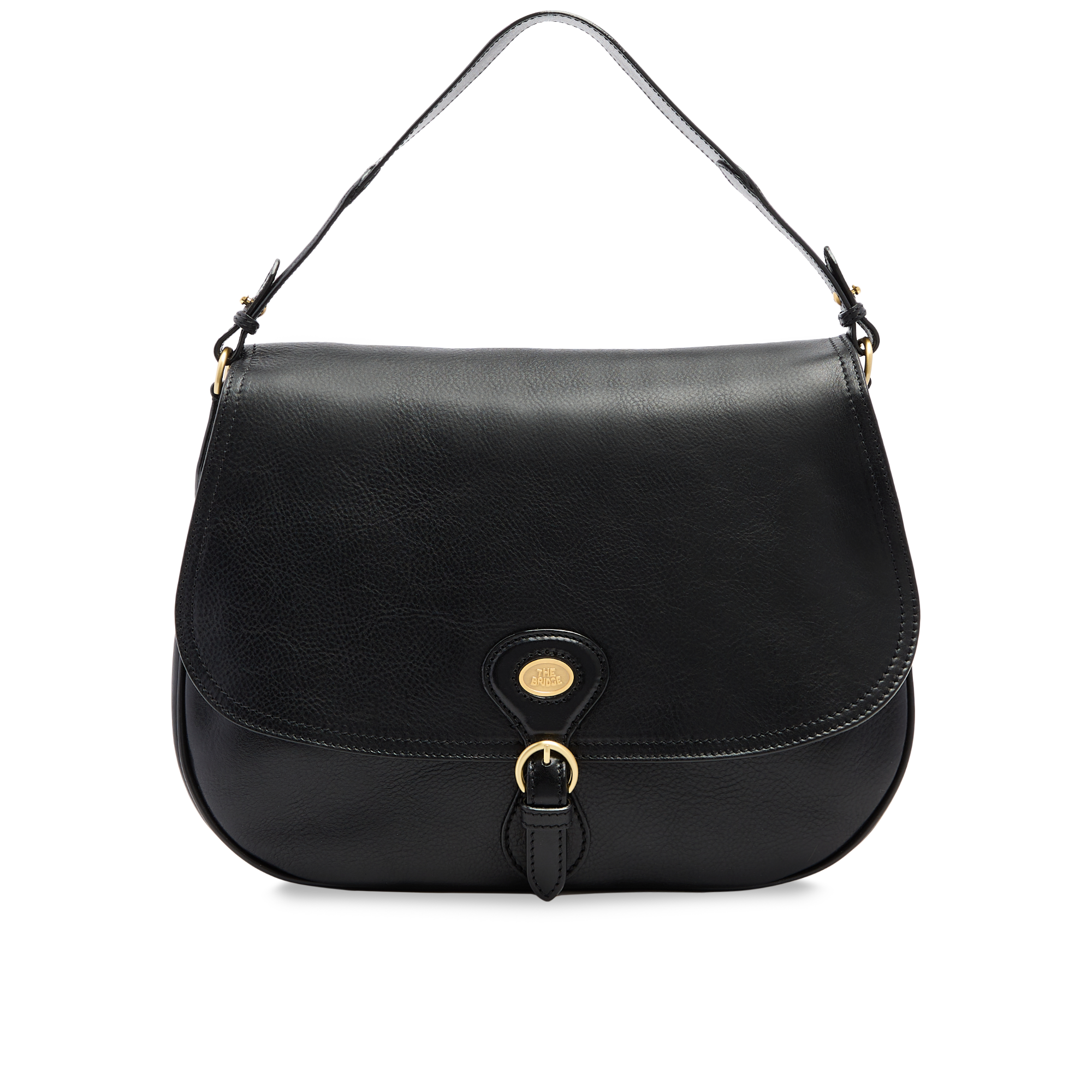 the-bridge-isadora-borsa-a-spalla-in-pelle-grande-con-patta-frontale-nero-oro image 1