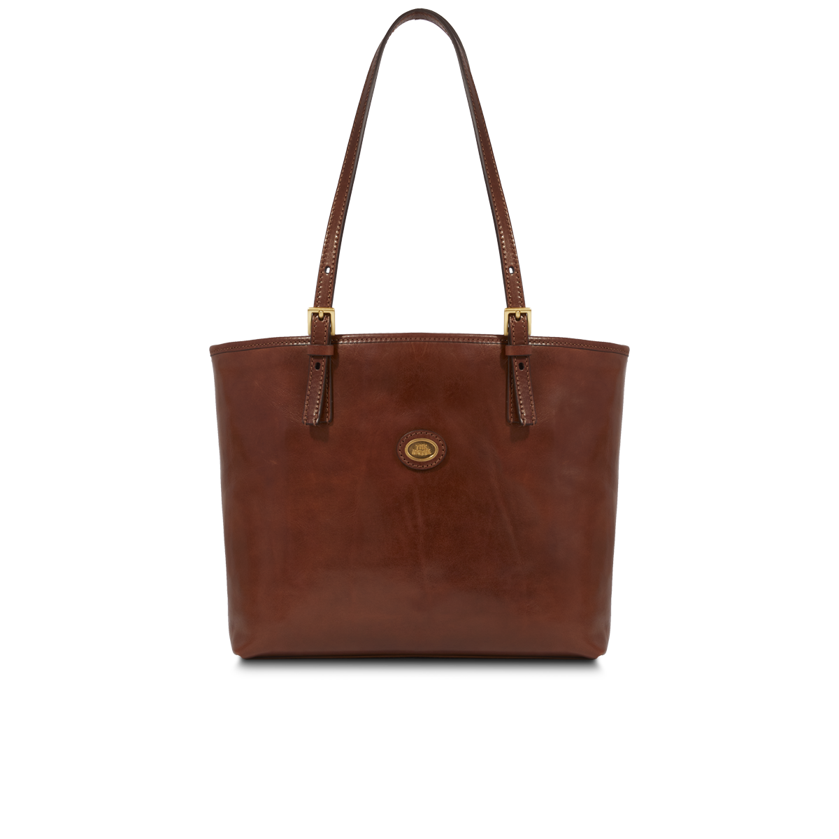 the-bridge-borsa-shopper-in-pelle-da-donna-con-zip-marrone-oro image 1