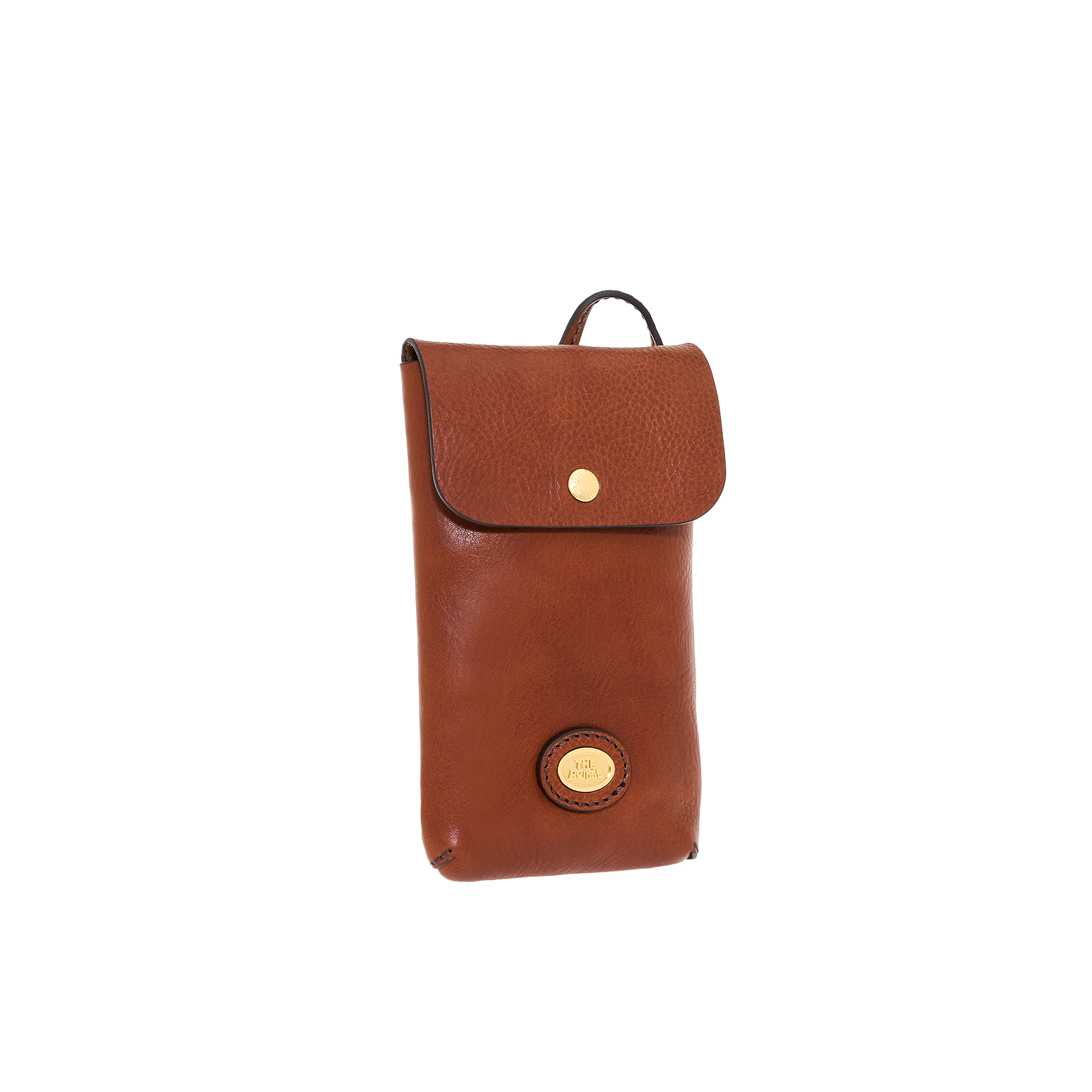 the-bridge-custodia-telefono-in-pelle-con-tracolla-marrone-oro image 1