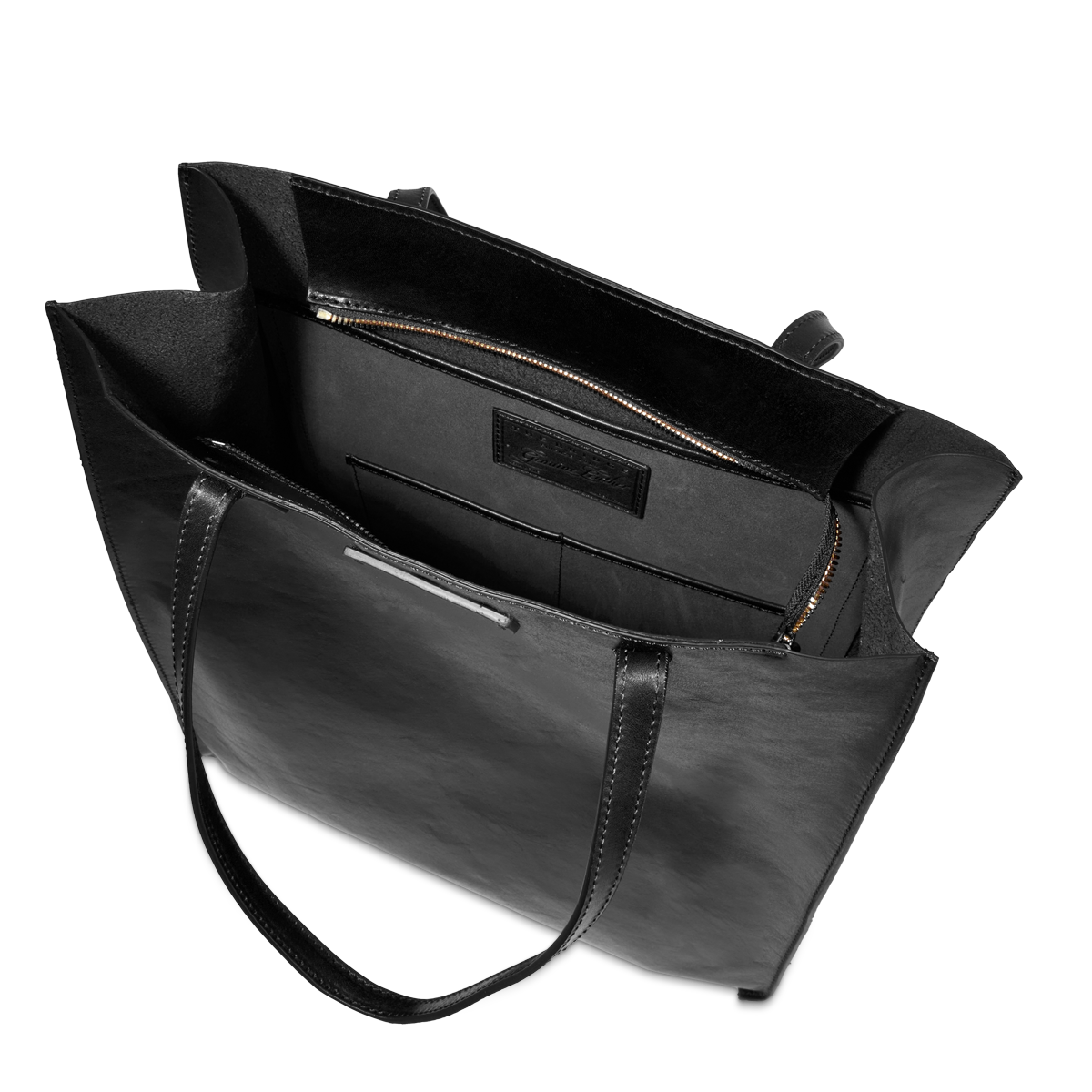 the-bridge-borsa-shopper-donna-in-pelle-mirra-nero-oro image 4