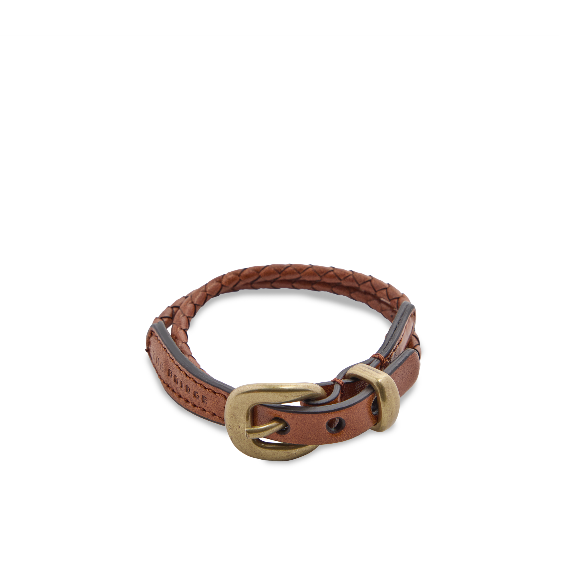 the-bridge-braccialetto-in-pelle-cognac-oro-unisex image 1
