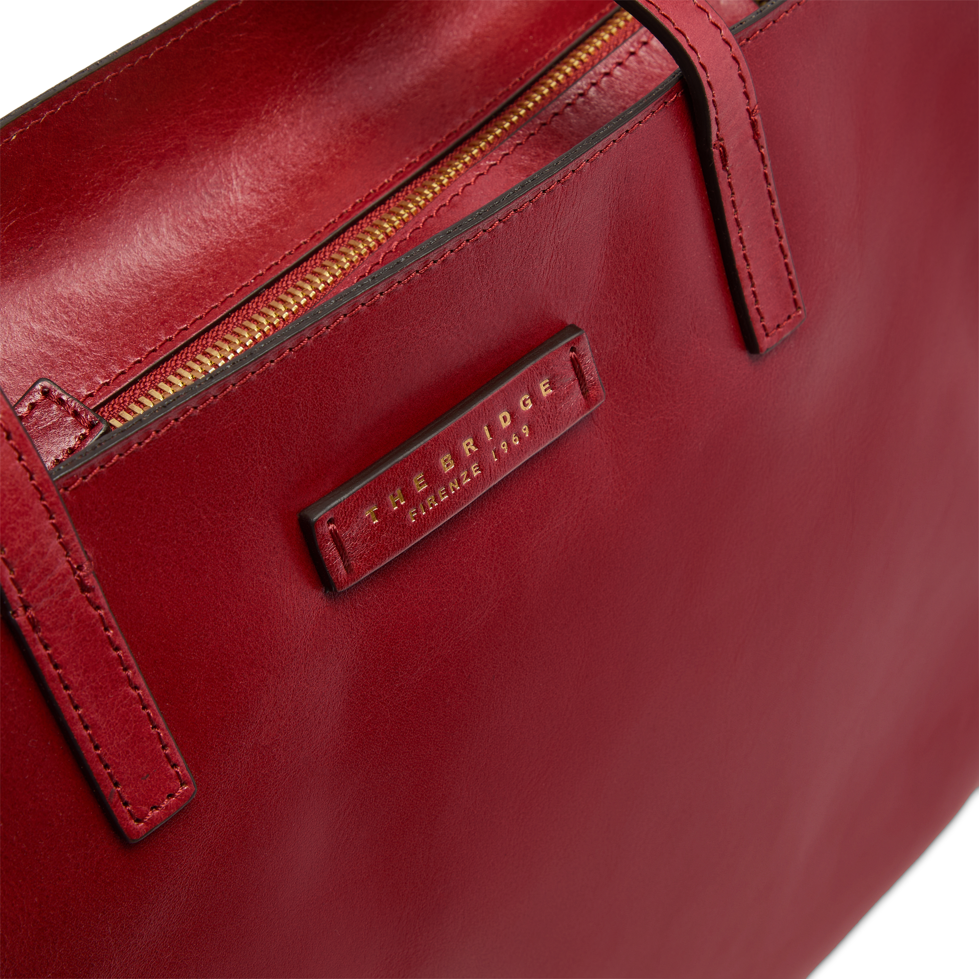 the-bridge-mirra-borsa-shopper-in-pelle-mattone-con-oro image 5