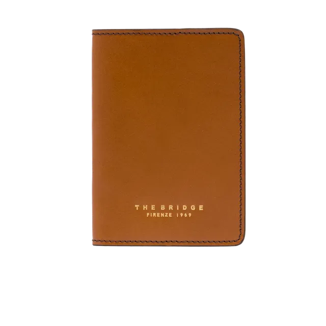 the-bridge-porta-passaporto-in-pelle-cognac-oro image 1
