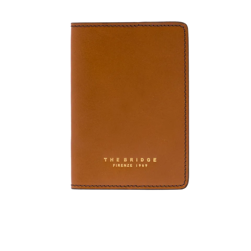 the-bridge-porta-passaporto-in-pelle-cognac-oro image 1