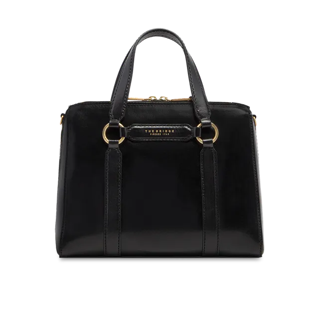 the-bridge-laura-borsa-grande-a-mano-in-pelle-con-tracolla-nero-oro image 1