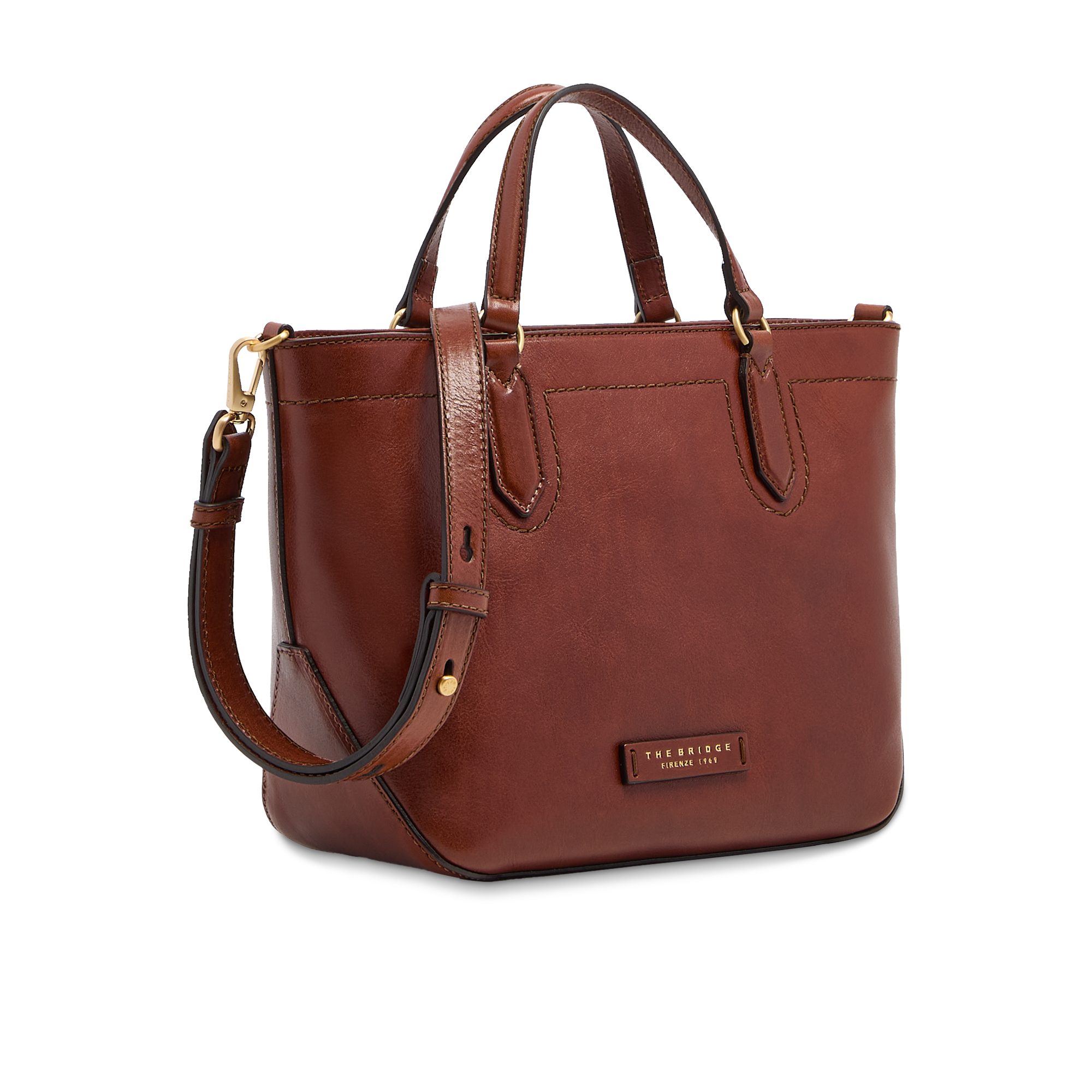 the-bridge-larissa-borsa-a-mano-in-pelle-con-tracolla-removibile-marrone-oro image 2